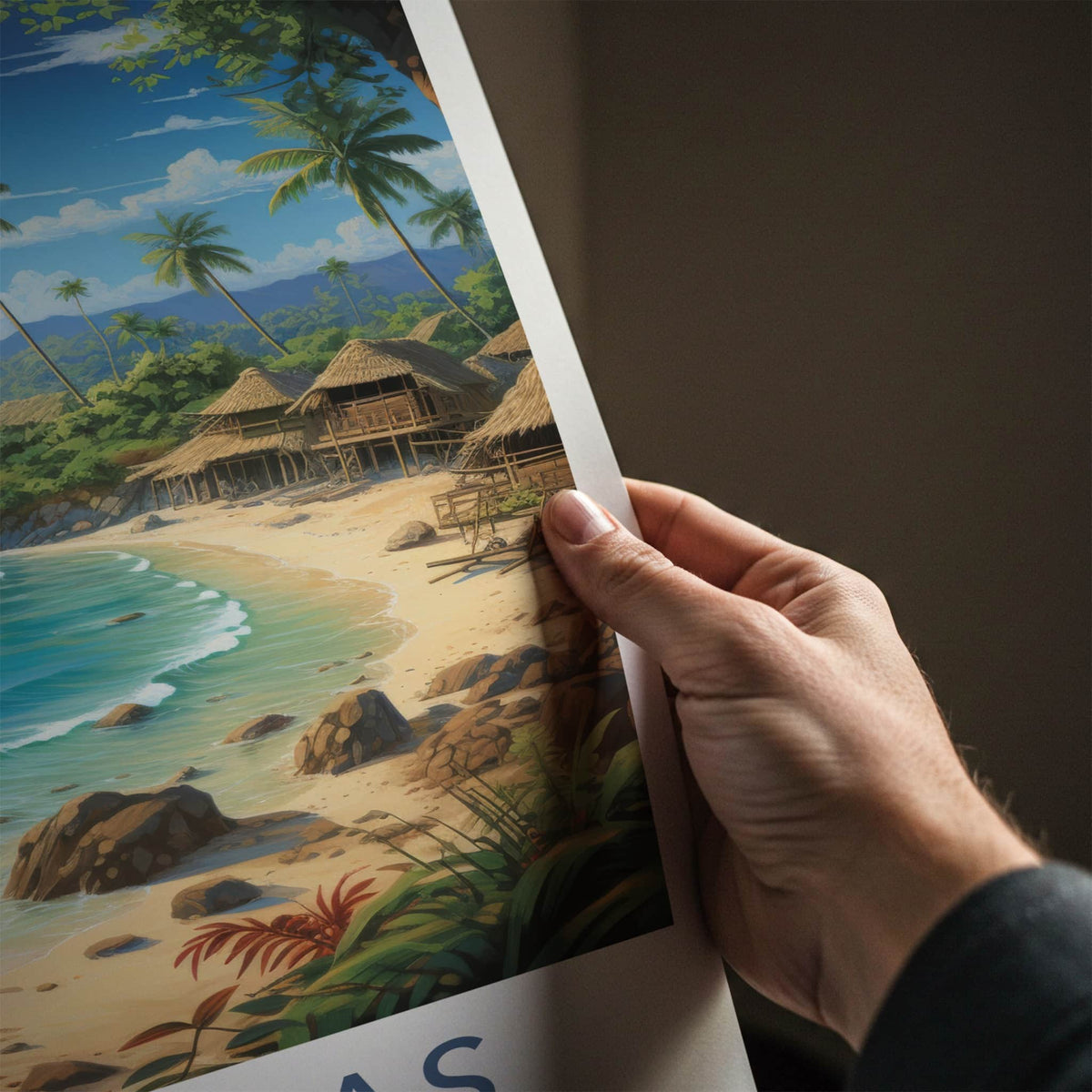 San Blas Poster - Panama Travel Art - Tropical Island Village Wall Decor
