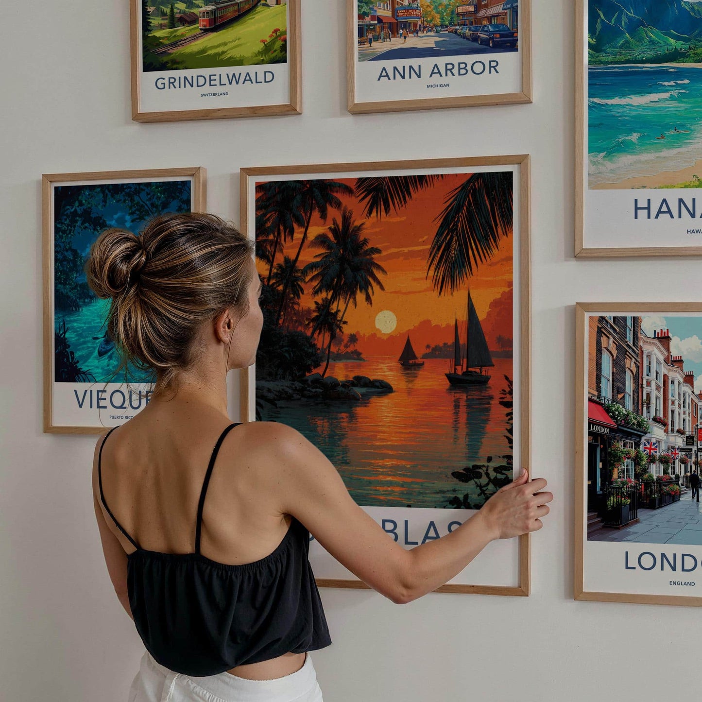 San Blas Poster - Panama Travel Art - Tropical Sunset Sail Wall Decor