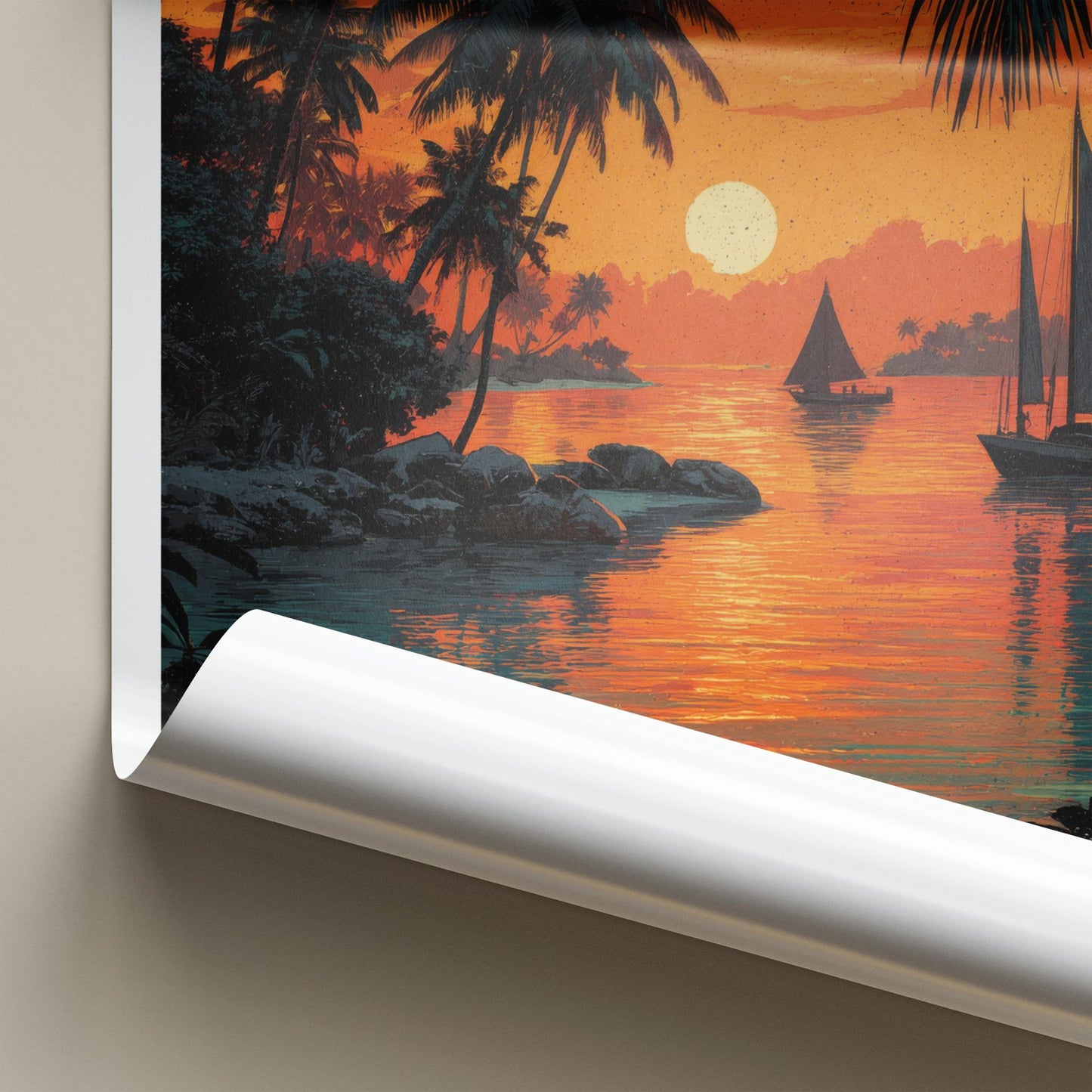 San Blas Poster - Panama Travel Art - Tropical Sunset Sail Wall Decor