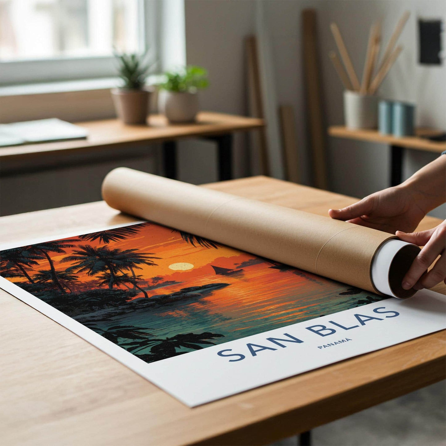 San Blas Poster - Panama Travel Art - Tropical Sunset Sail Wall Decor
