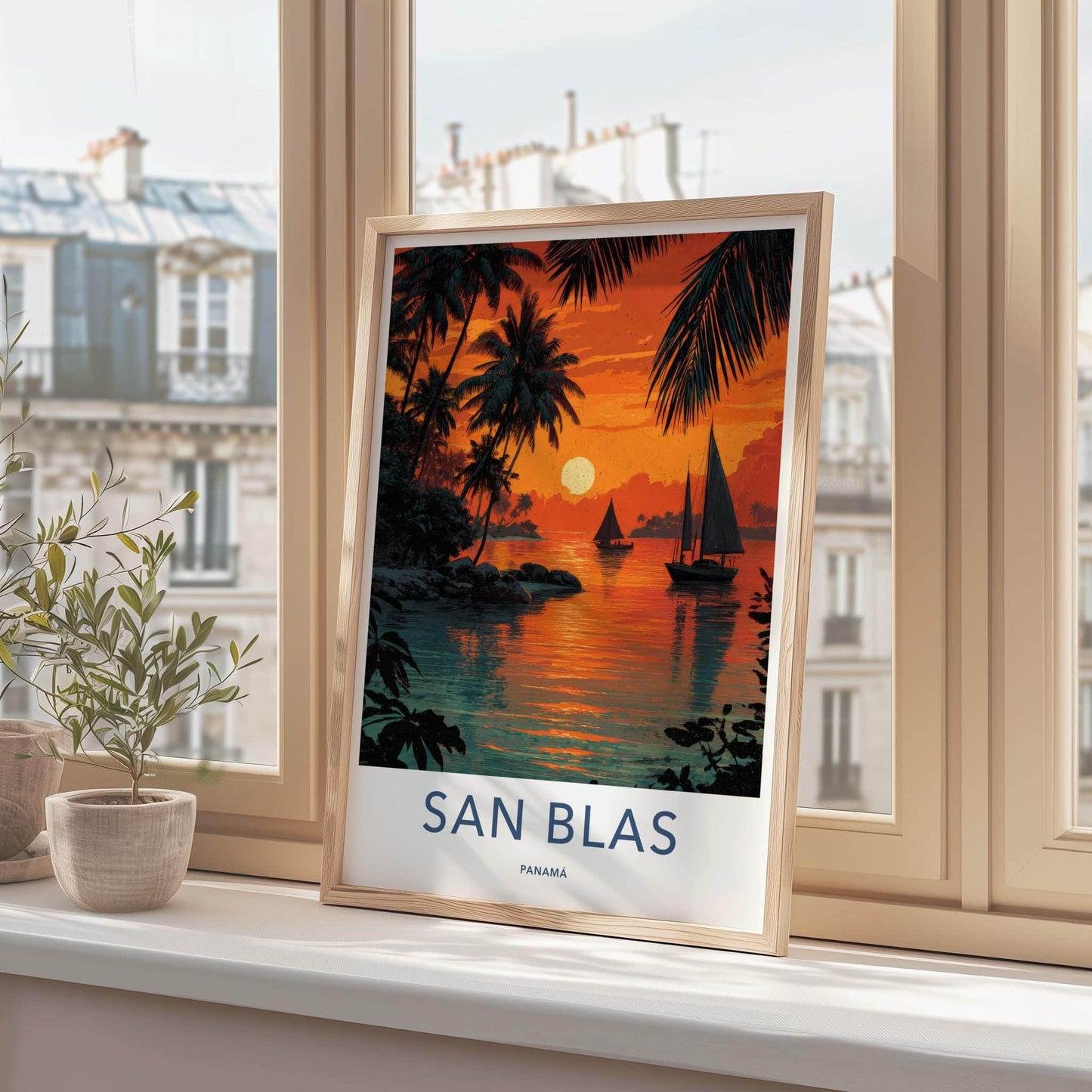 San Blas Poster - Panama Travel Art - Tropical Sunset Sail Wall Decor