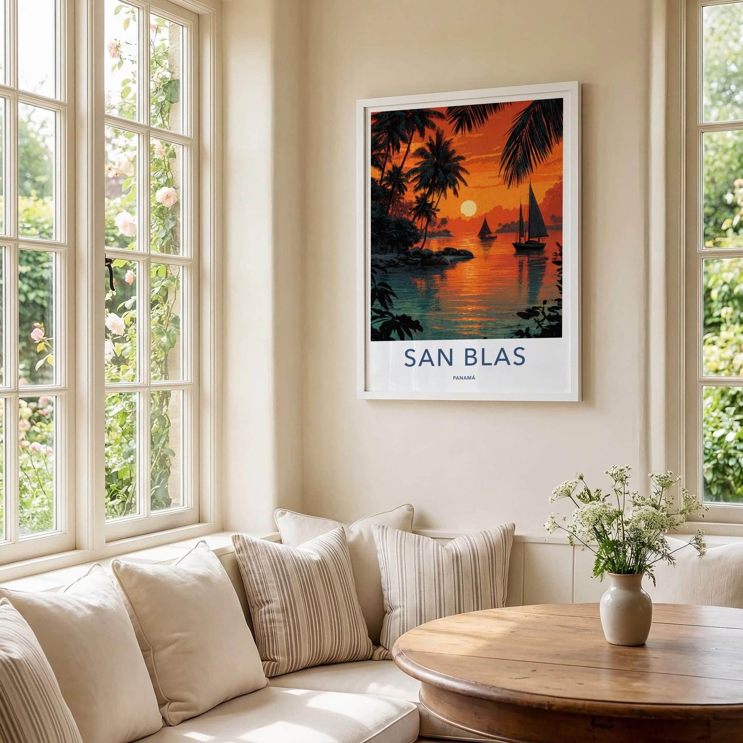 San Blas Poster - Panama Travel Art - Tropical Sunset Sail Wall Decor