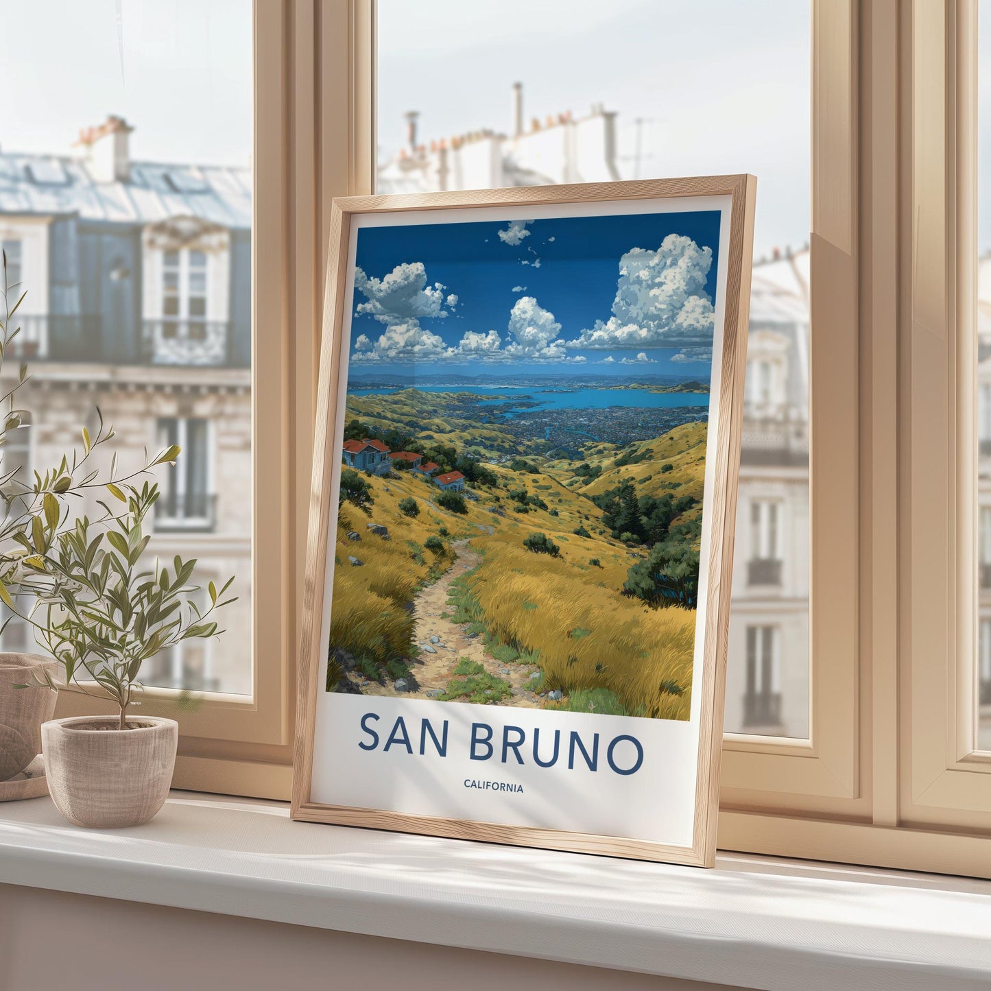 San Bruno Poster - California Art Print - Golden Hills Pathway Home Decor