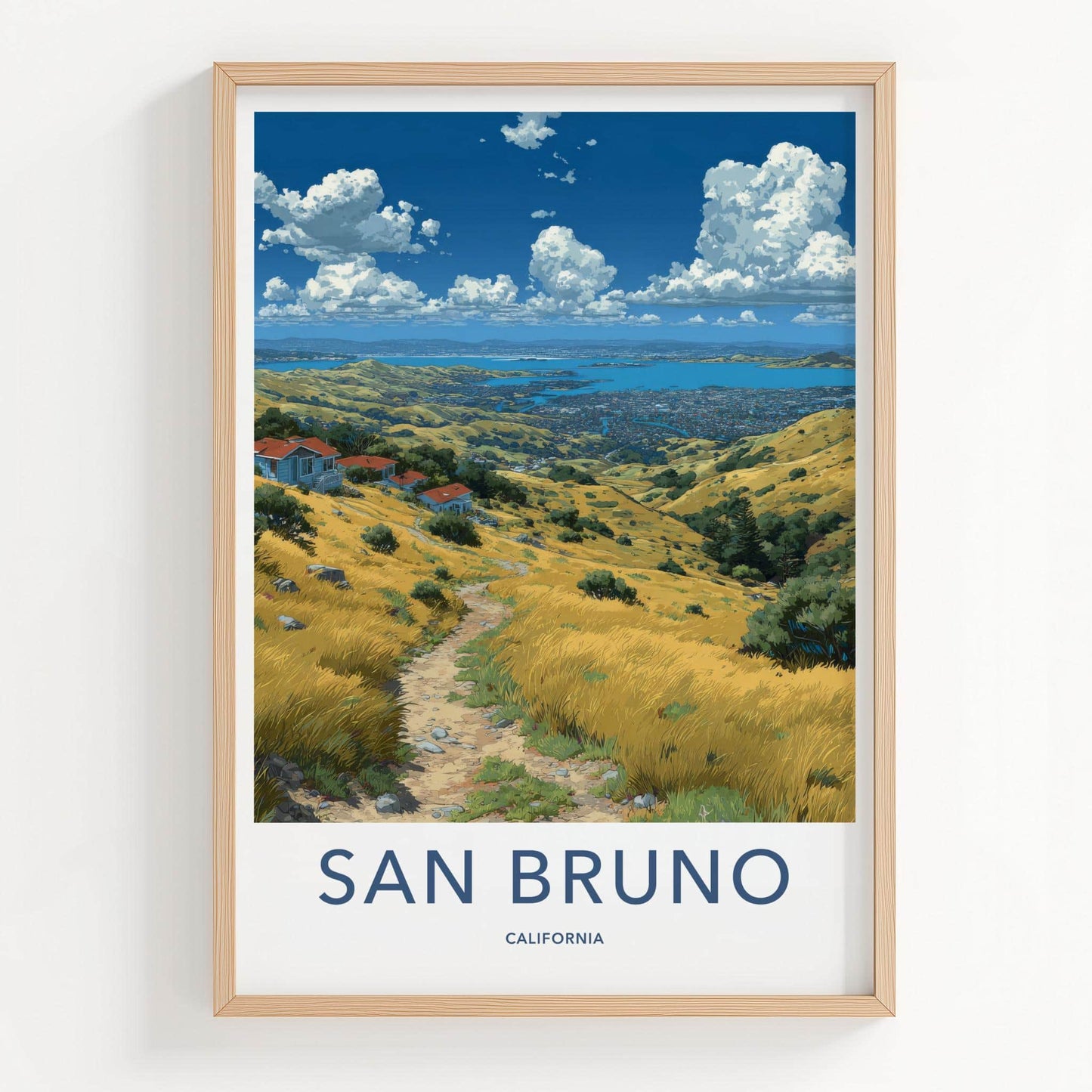 San Bruno Poster - California Art Print - Golden Hills Pathway Home Decor