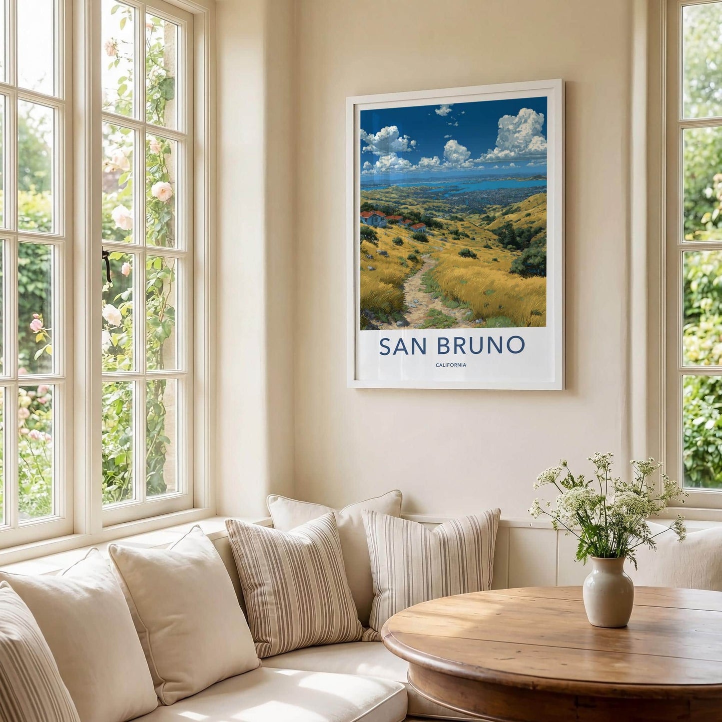 San Bruno Poster - California Art Print - Golden Hills Pathway Home Decor