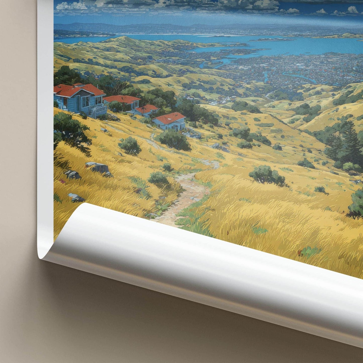 San Bruno Poster - California Art Print - Golden Hills Pathway Home Decor
