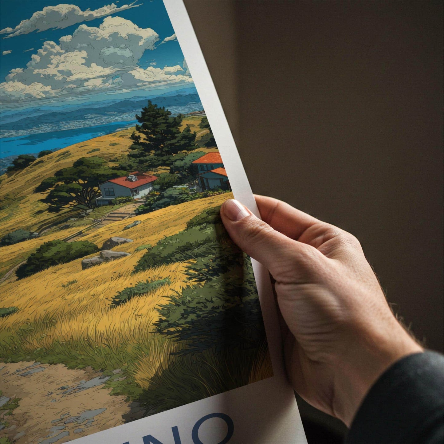 San Bruno Poster - California Travel Art - Golden Hills Bayview Home Decor