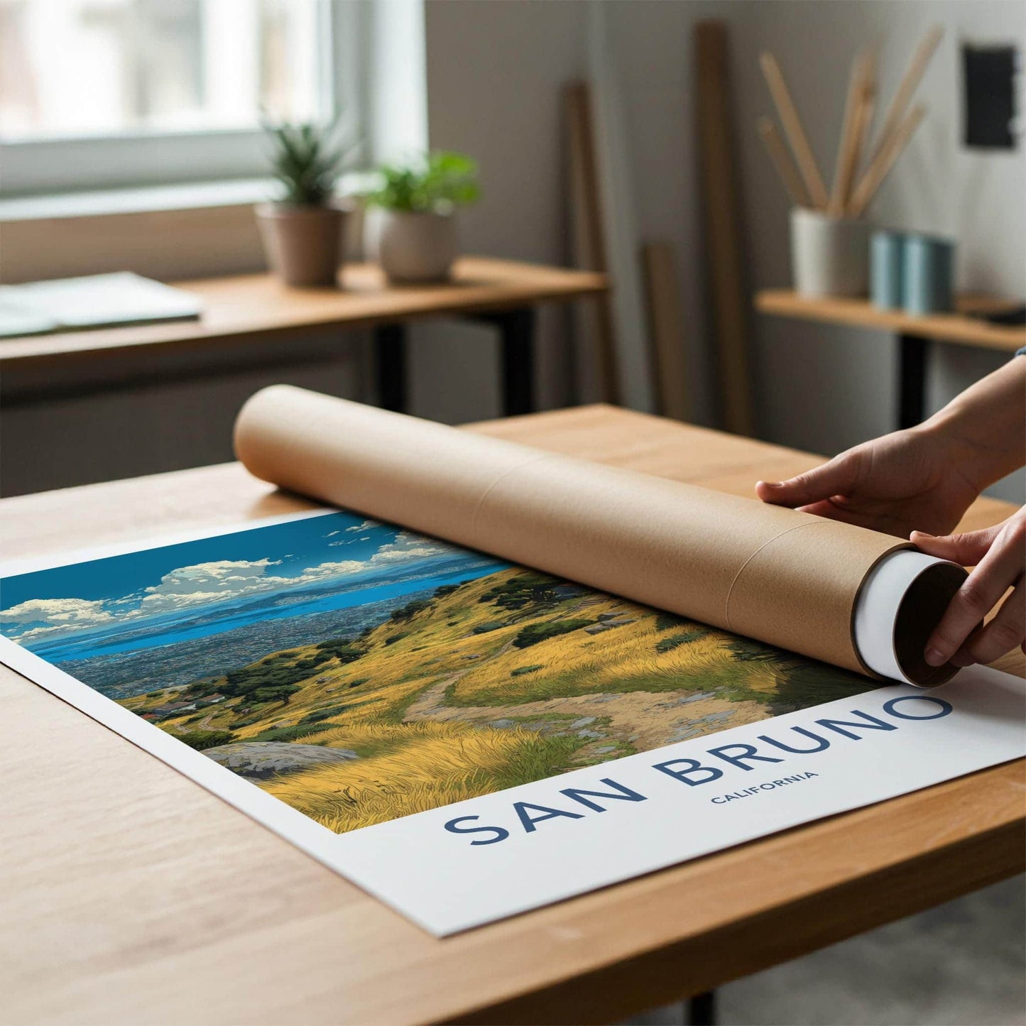 San Bruno Poster - California Travel Art - Golden Hills Bayview Home Decor
