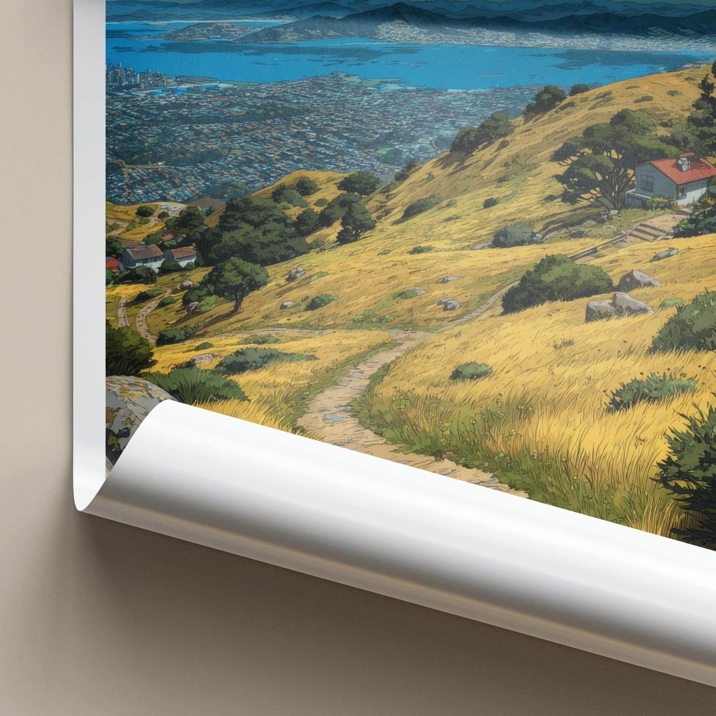San Bruno Poster - California Travel Art - Golden Hills Bayview Home Decor