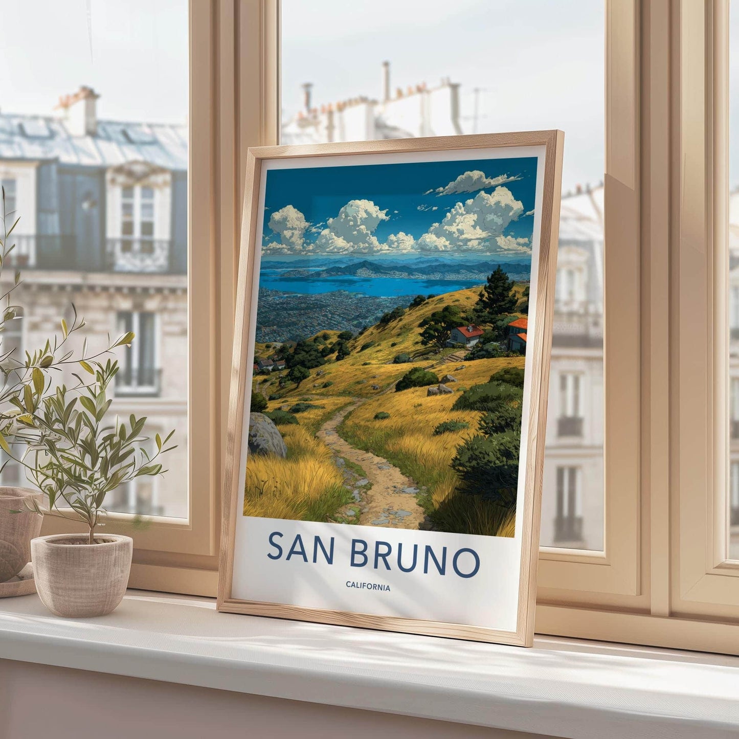 San Bruno Poster - California Travel Art - Golden Hills Bayview Home Decor