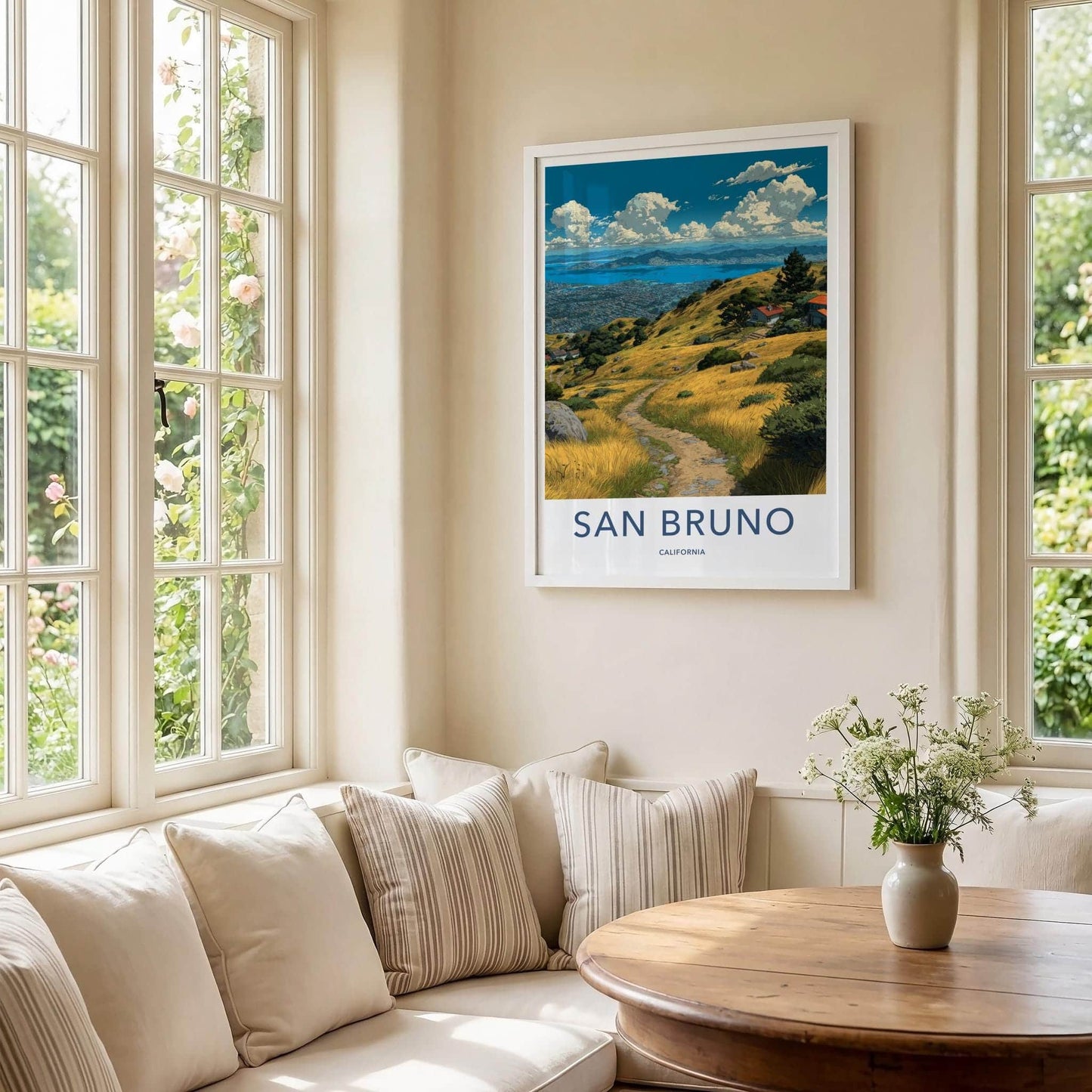 San Bruno Poster - California Travel Art - Golden Hills Bayview Home Decor