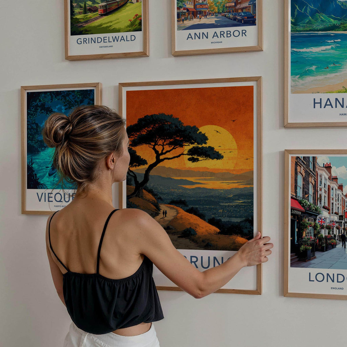 San Bruno Poster - California Travel Art - Sunset City View Home Decor