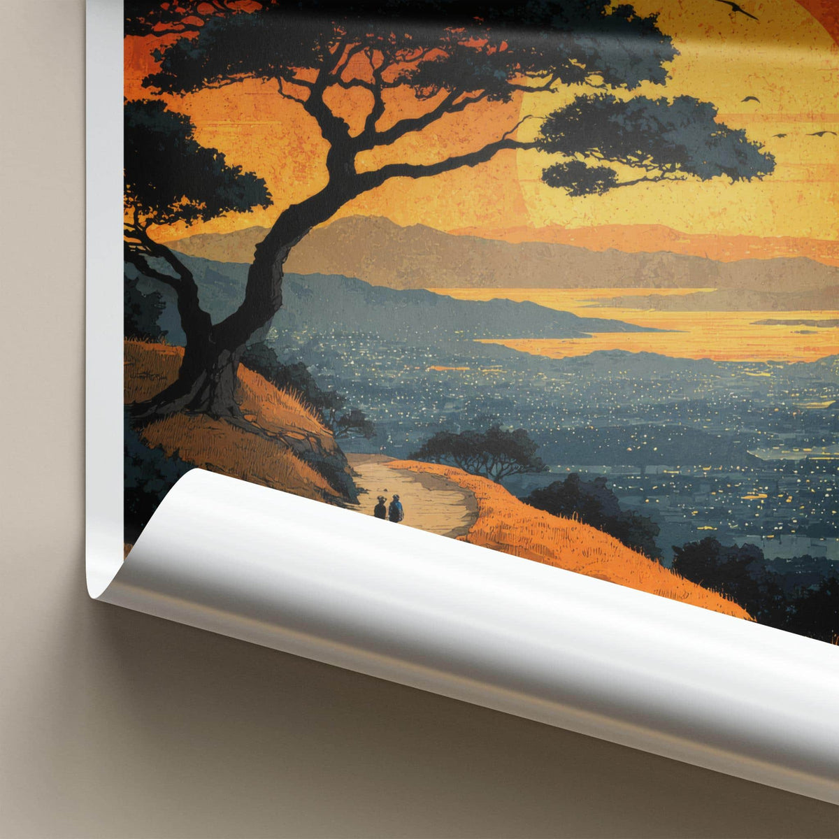 San Bruno Poster - California Travel Art - Sunset City View Home Decor