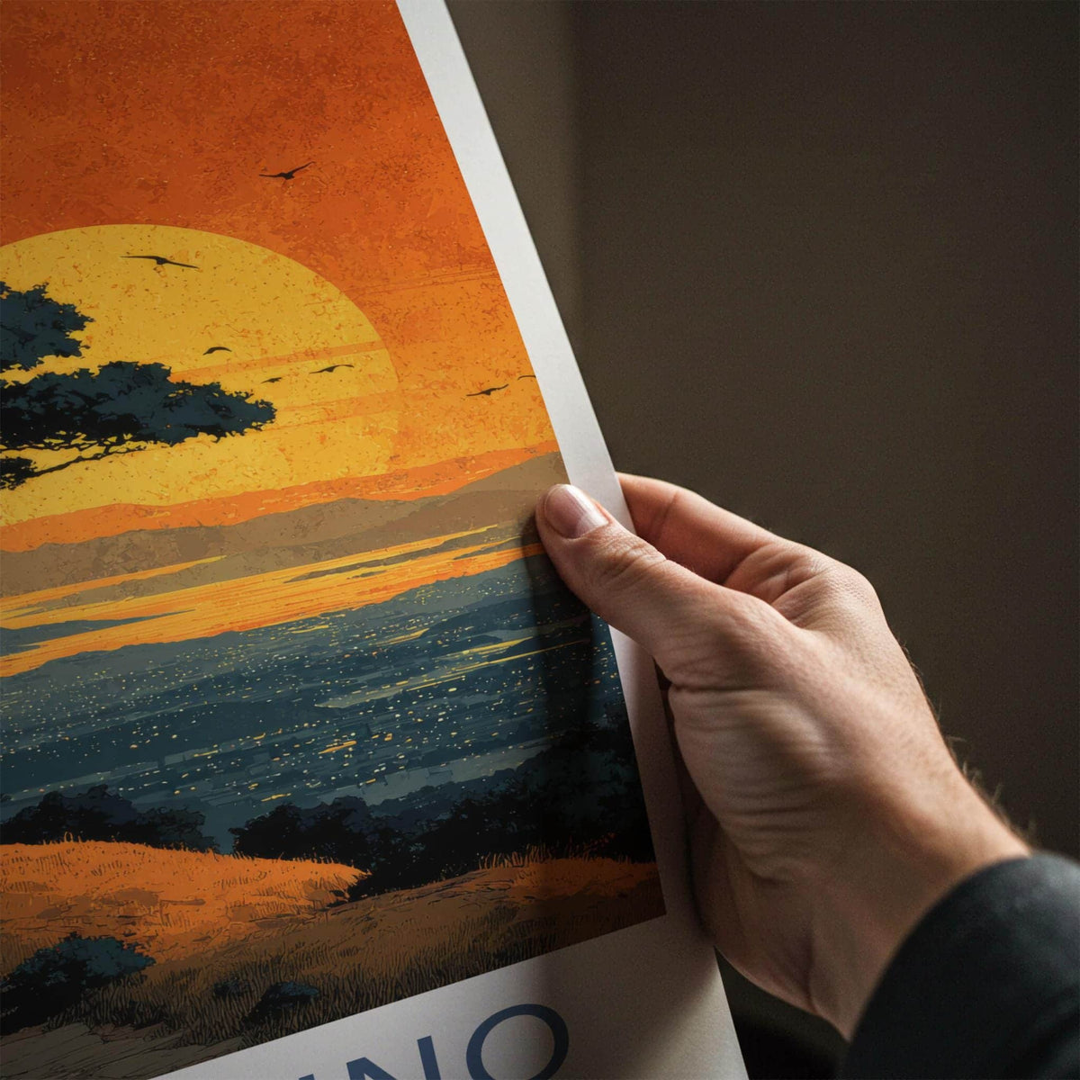 San Bruno Poster - California Travel Art - Sunset City View Home Decor