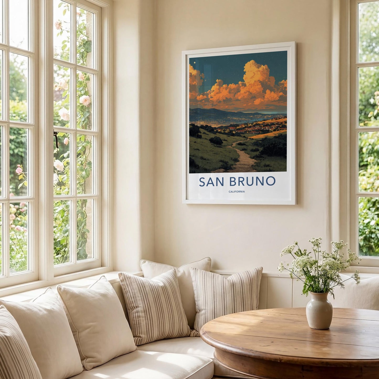 San Bruno Poster - California Wall Art - Path Golden Clouds Home Decor