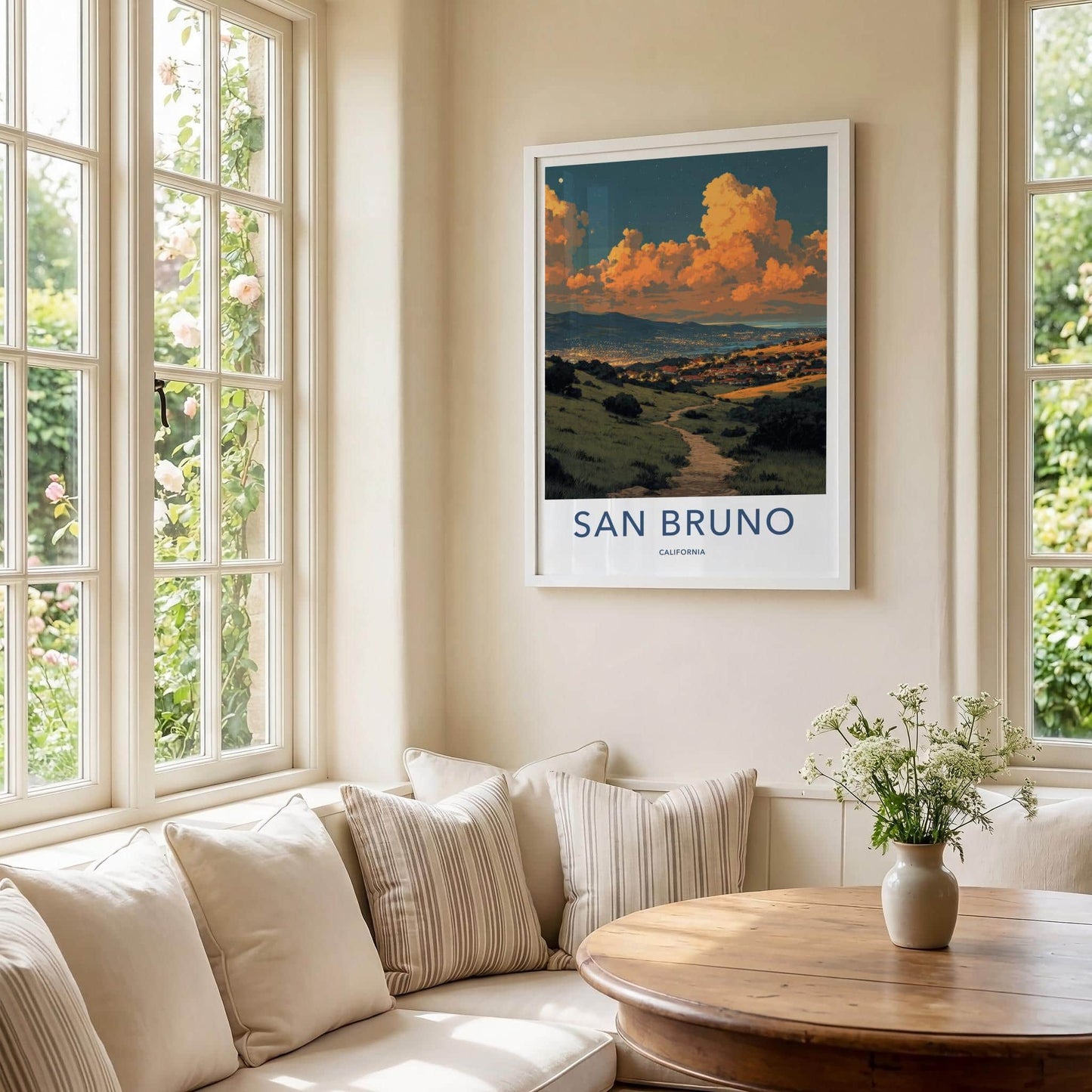 San Bruno Poster - California Wall Art - Path Golden Clouds Home Decor