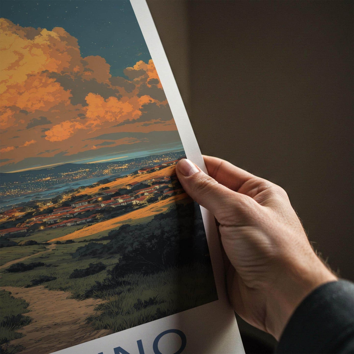 San Bruno Poster - California Wall Art - Path Golden Clouds Home Decor