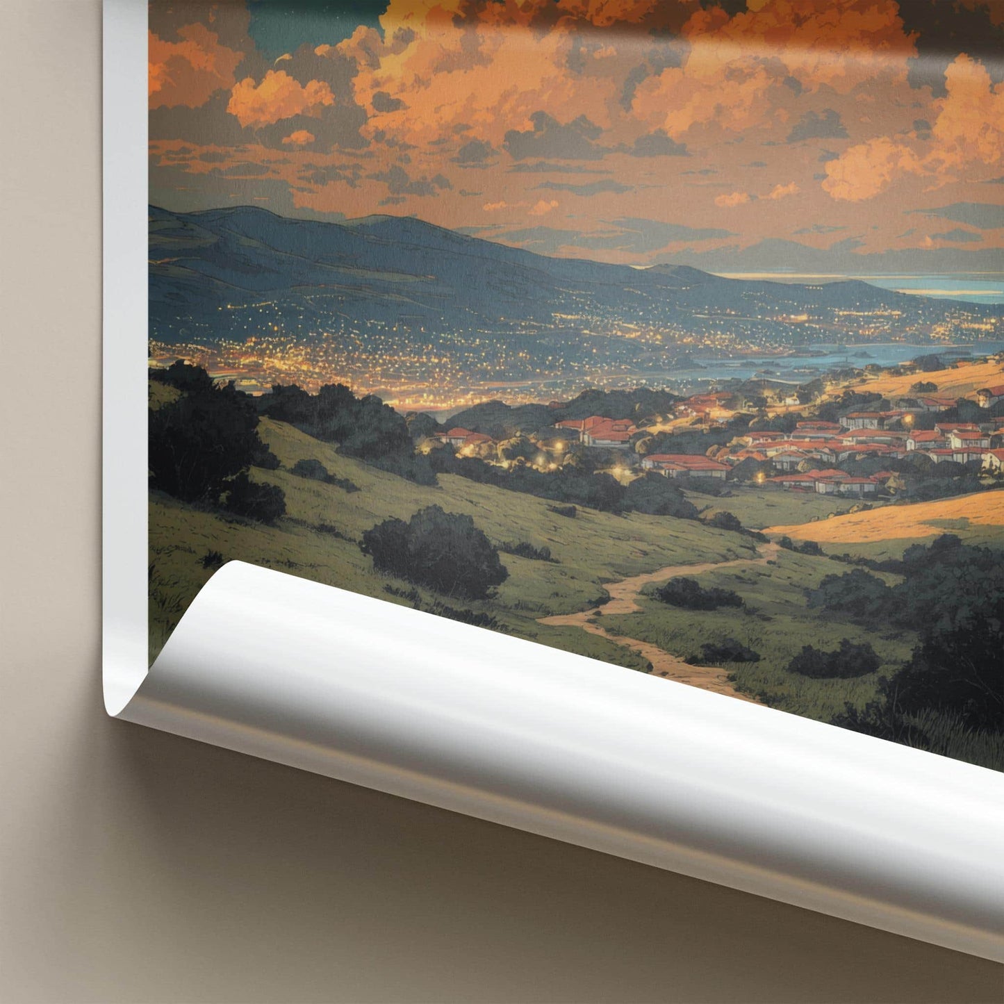 San Bruno Poster - California Wall Art - Path Golden Clouds Home Decor