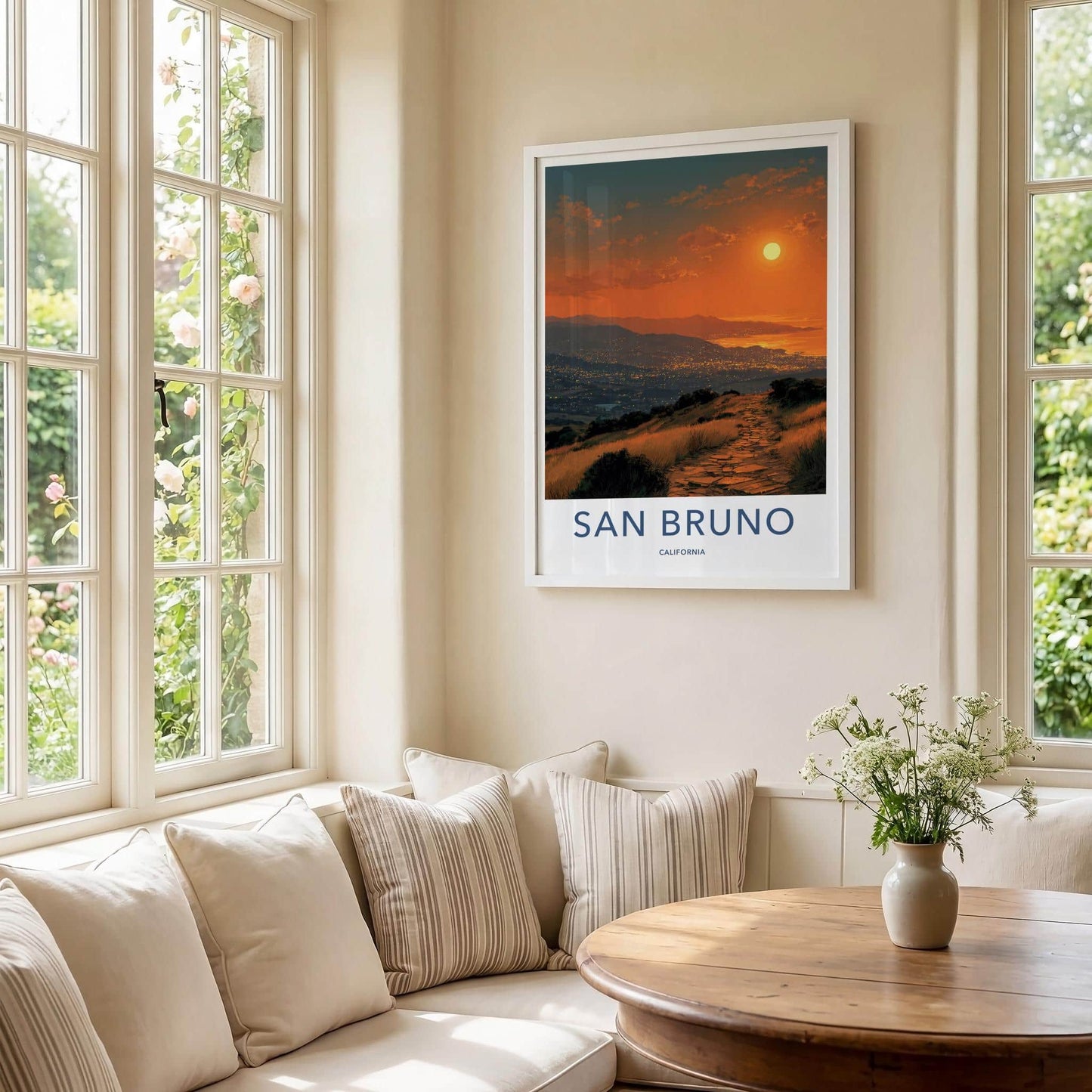 San Bruno Poster - California Wall Art - Pathway City Lights Home Decor