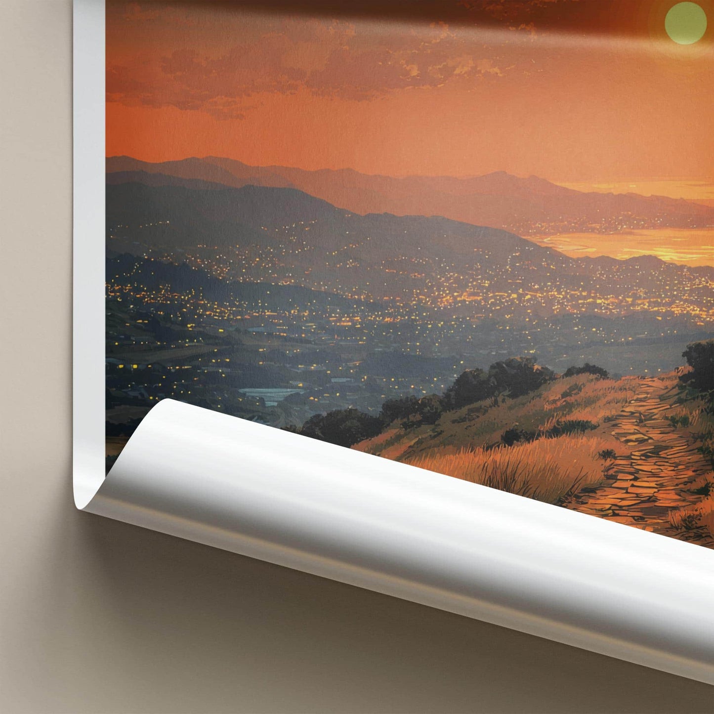 San Bruno Poster - California Wall Art - Pathway City Lights Home Decor