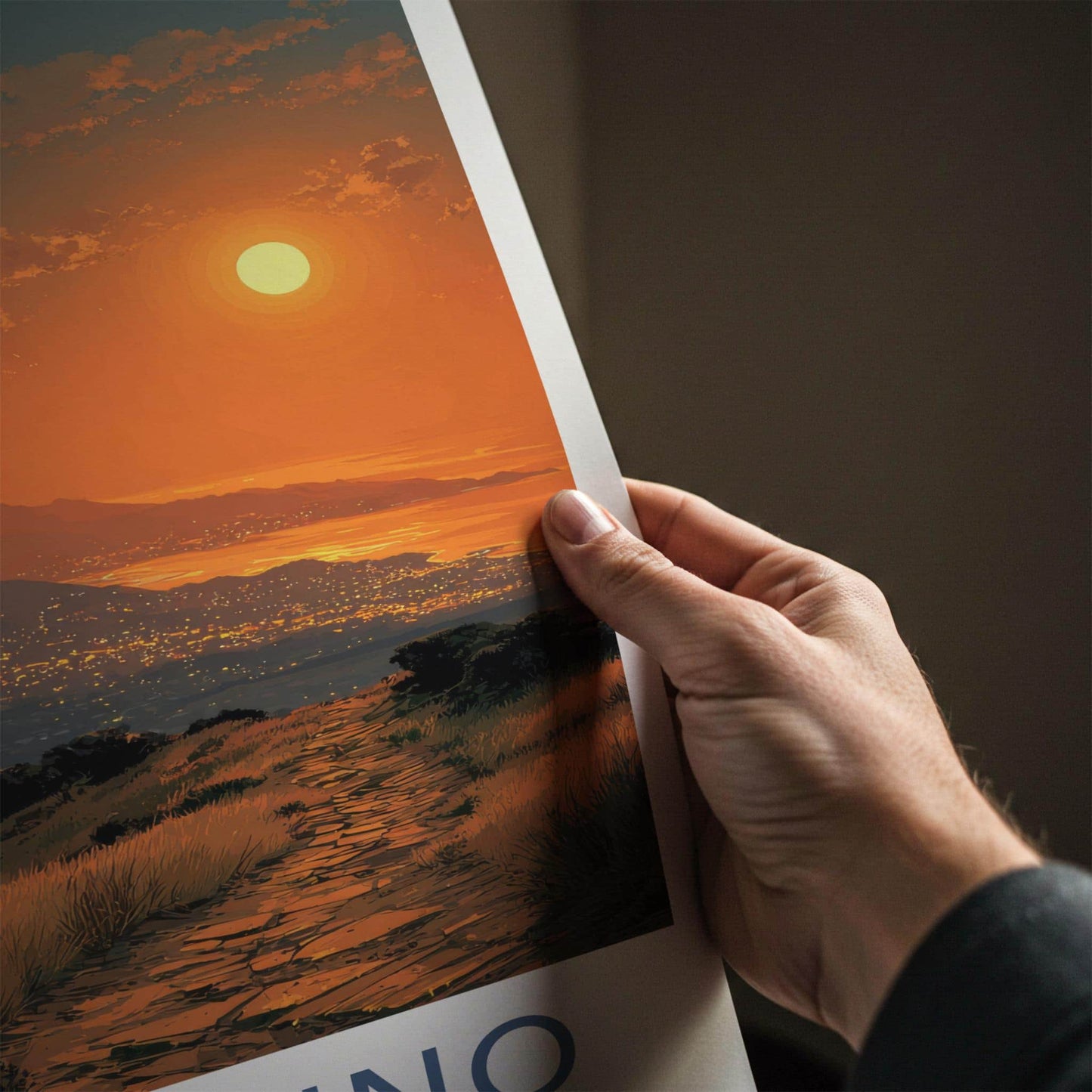 San Bruno Poster - California Wall Art - Pathway City Lights Home Decor