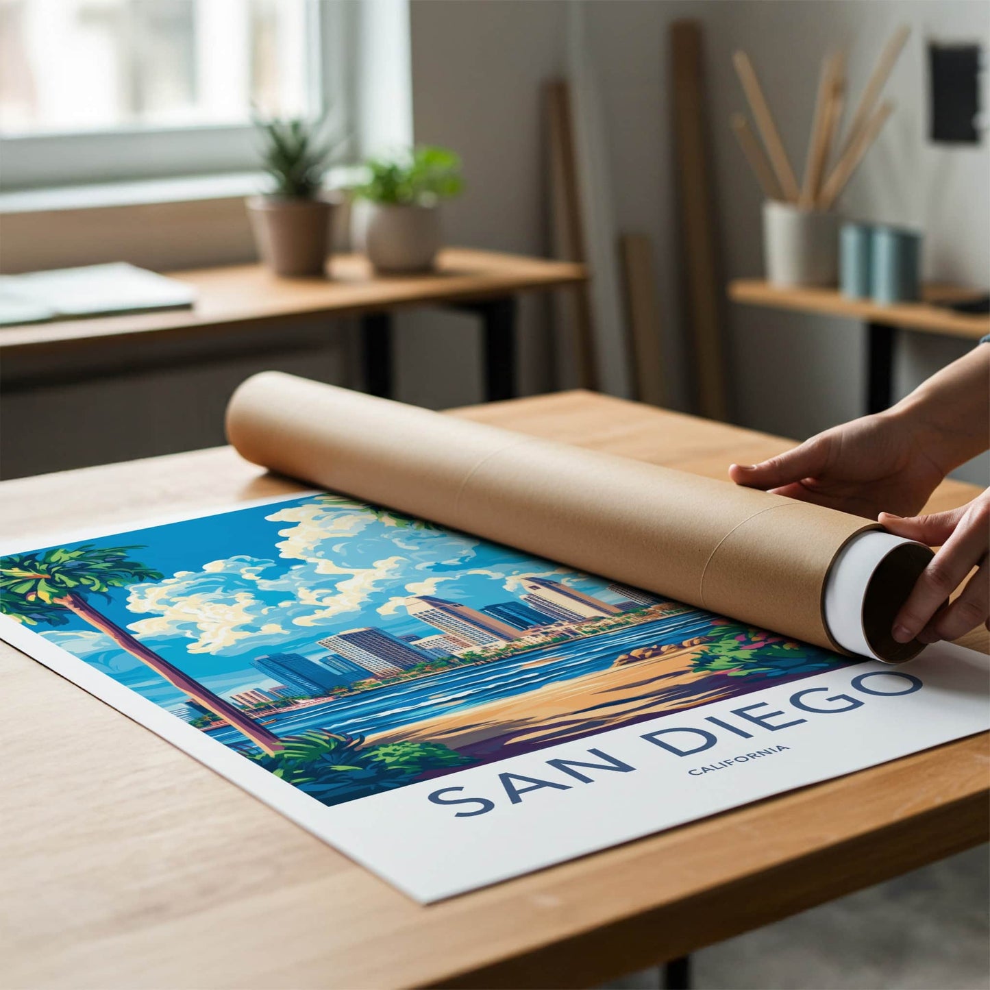 San Diego Poster - California Art Print - Skyline Ocean Beach Home Decor
