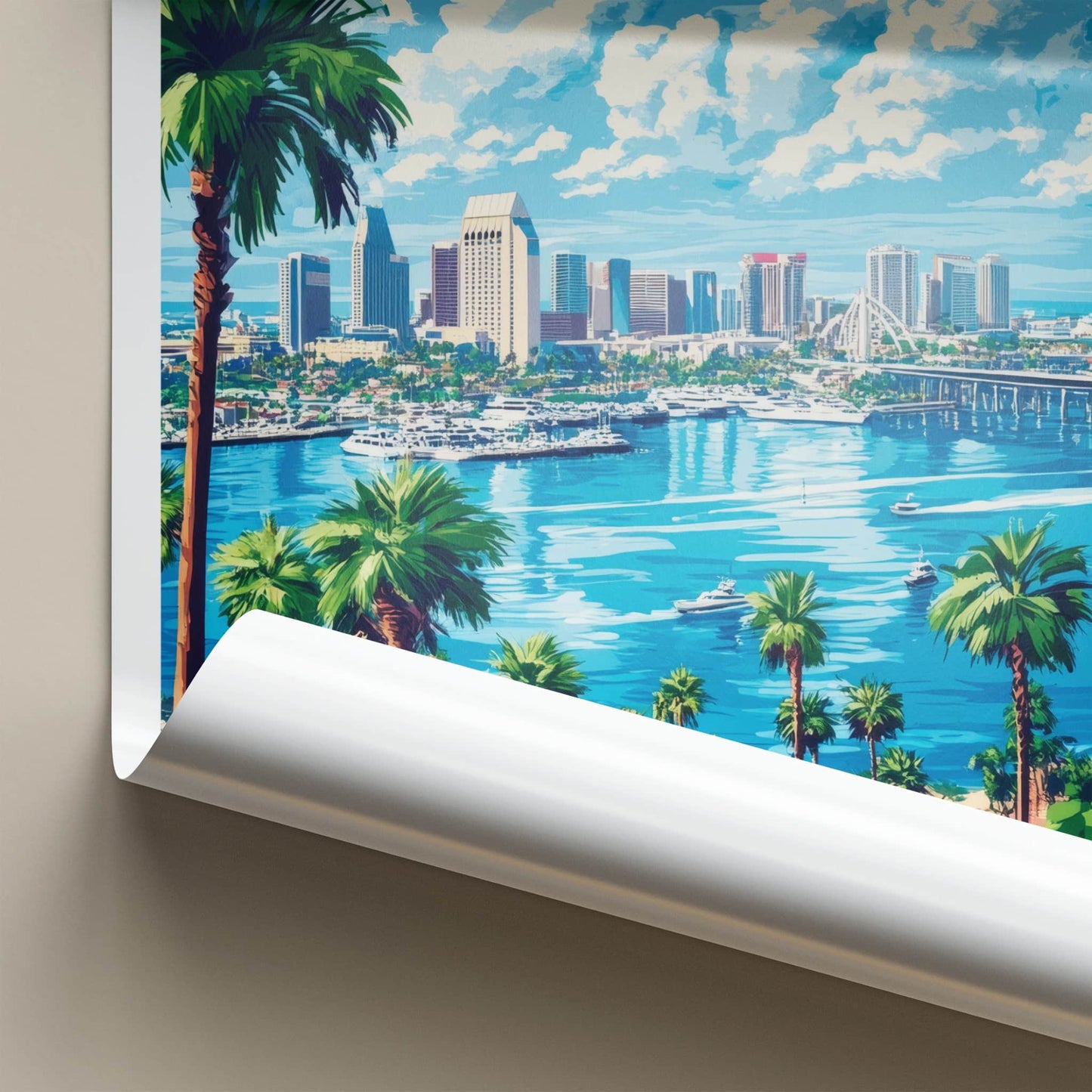 San Diego Poster - California Travel Art - Bay City Skyline Home Decor