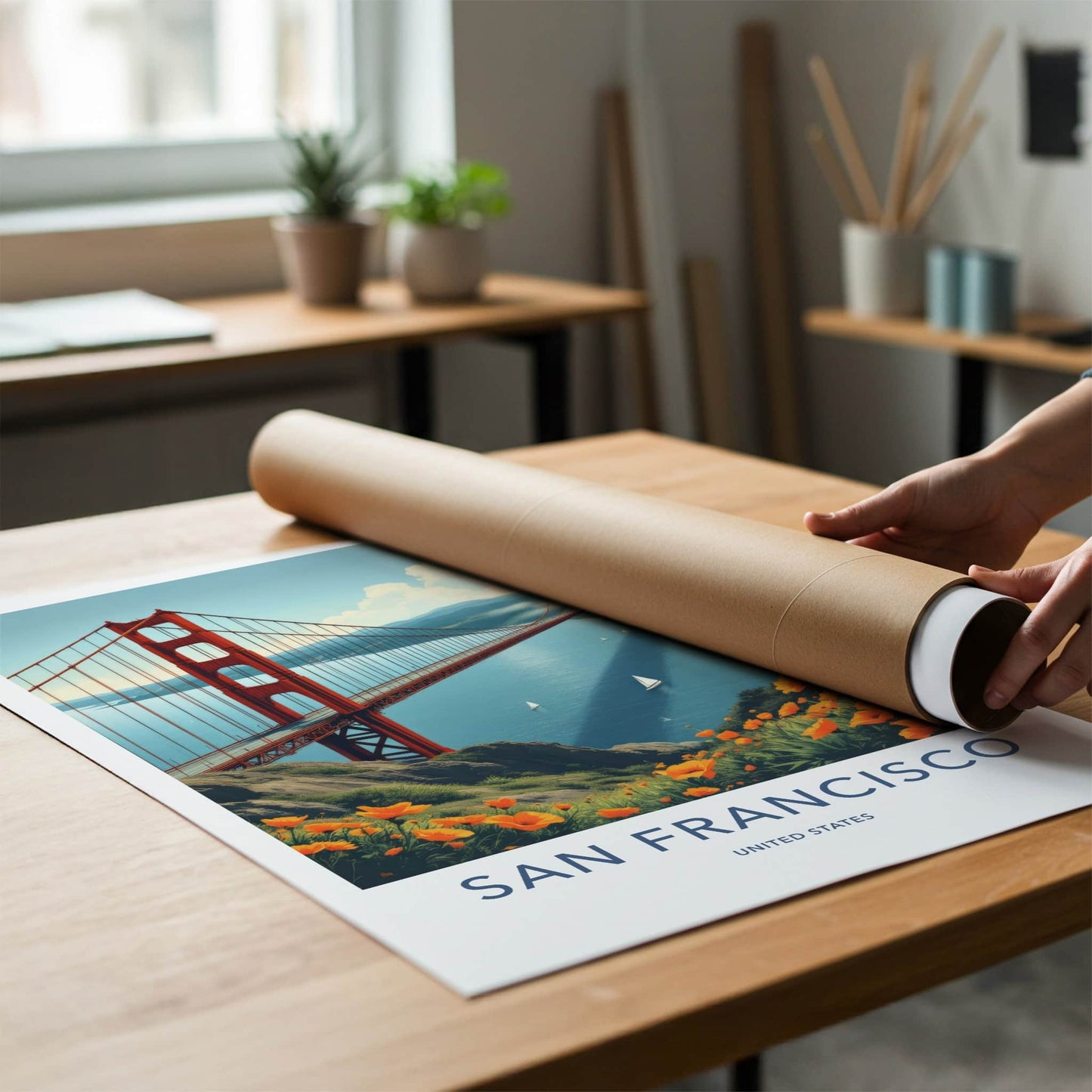 San Francisco Poster - California Travel Art - Golden Gate Bridge Home Decor