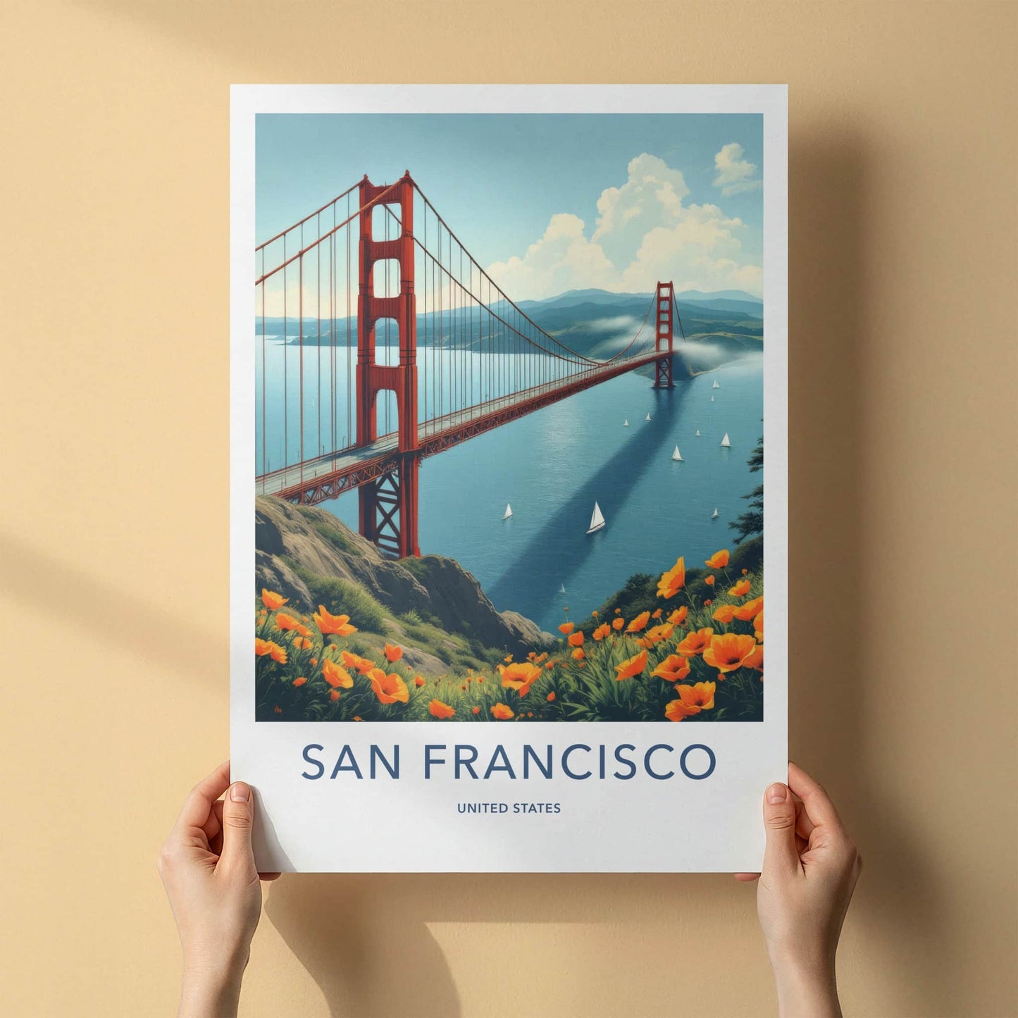 San Francisco Poster - California Travel Art - Golden Gate Bridge Home Decor