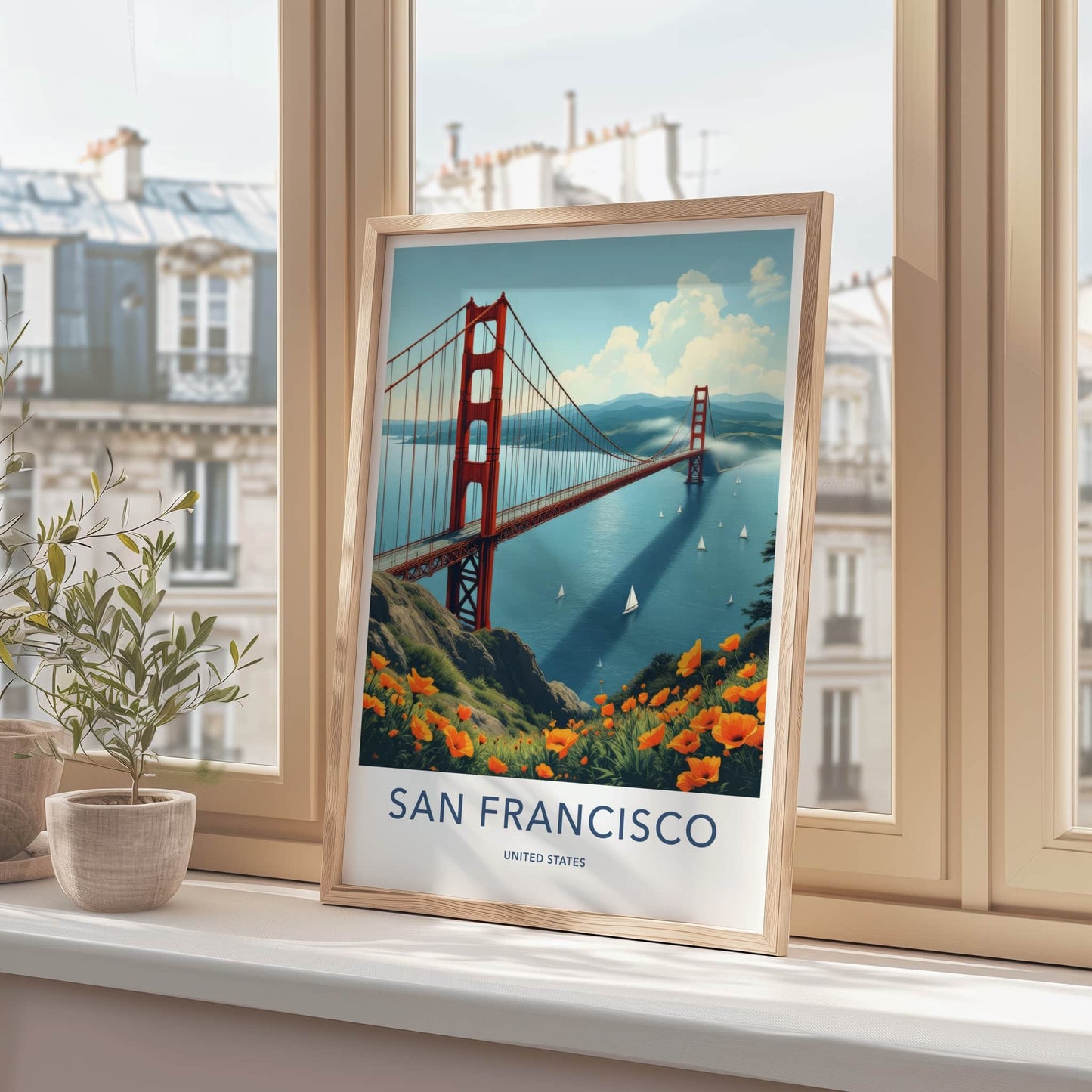 San Francisco Poster - California Travel Art - Golden Gate Bridge Home Decor