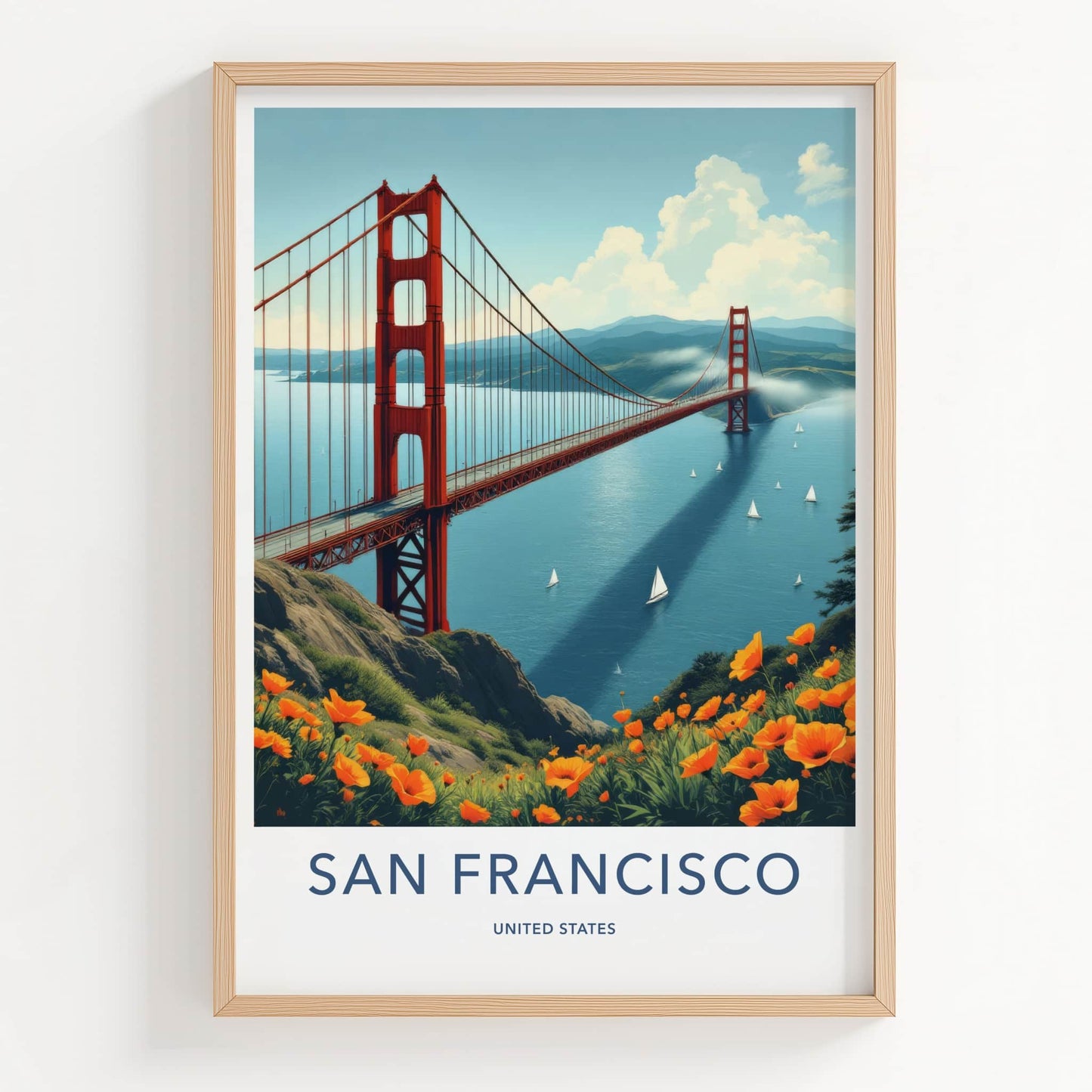 San Francisco Poster - California Travel Art - Golden Gate Bridge Home Decor