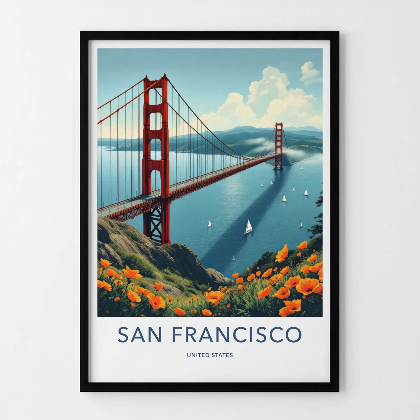 San Francisco Poster - California Travel Art - Golden Gate Bridge Home Decor