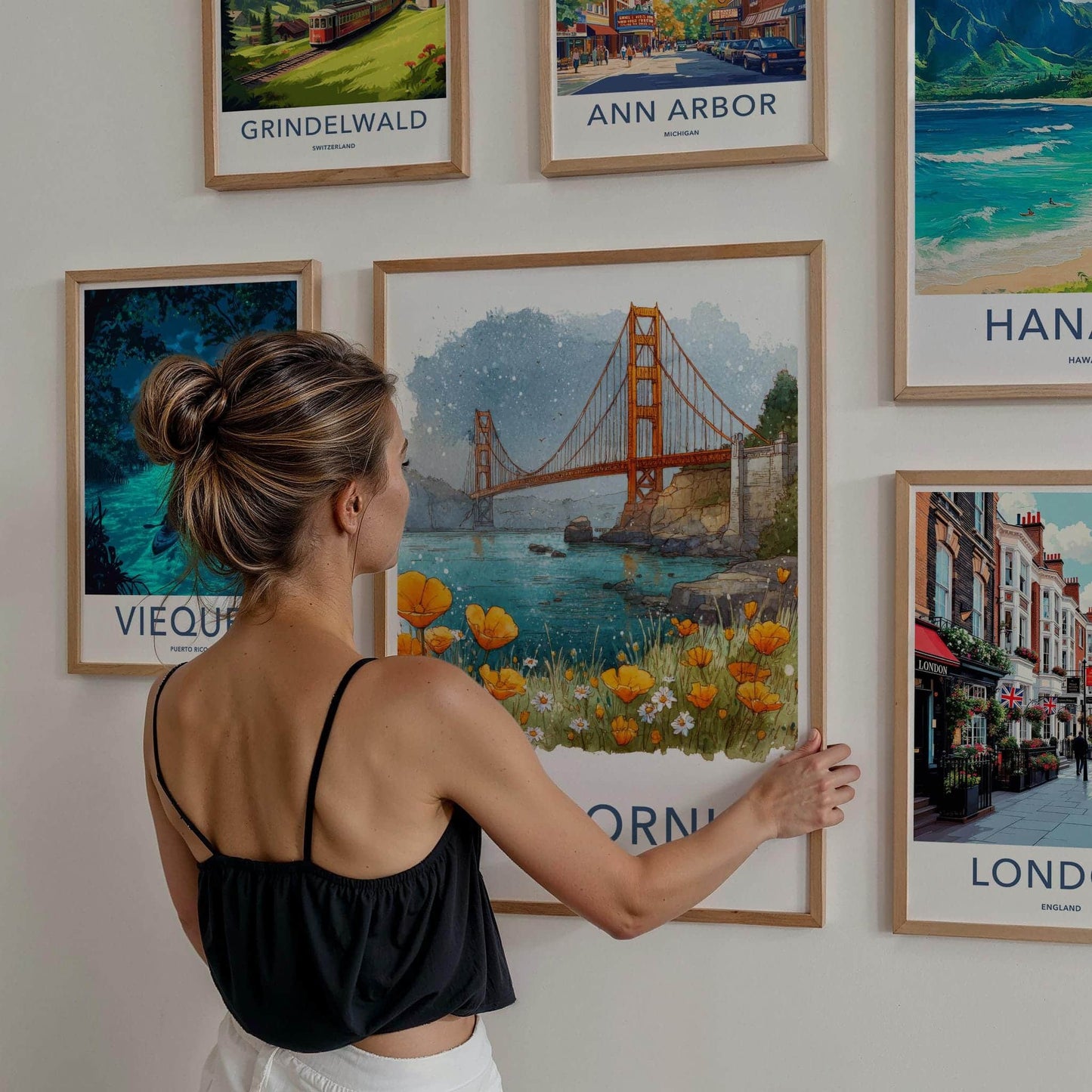 San Francisco Poster - California Travel Art - Golden Gate Poppies Home Decor