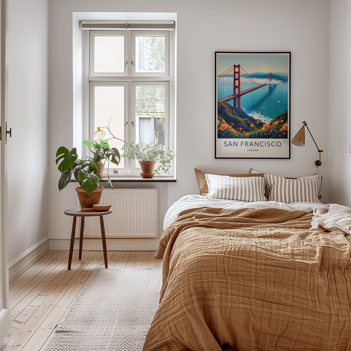 San Francisco Poster - California Travel Art - Golden Gate Poppies Wall Decor