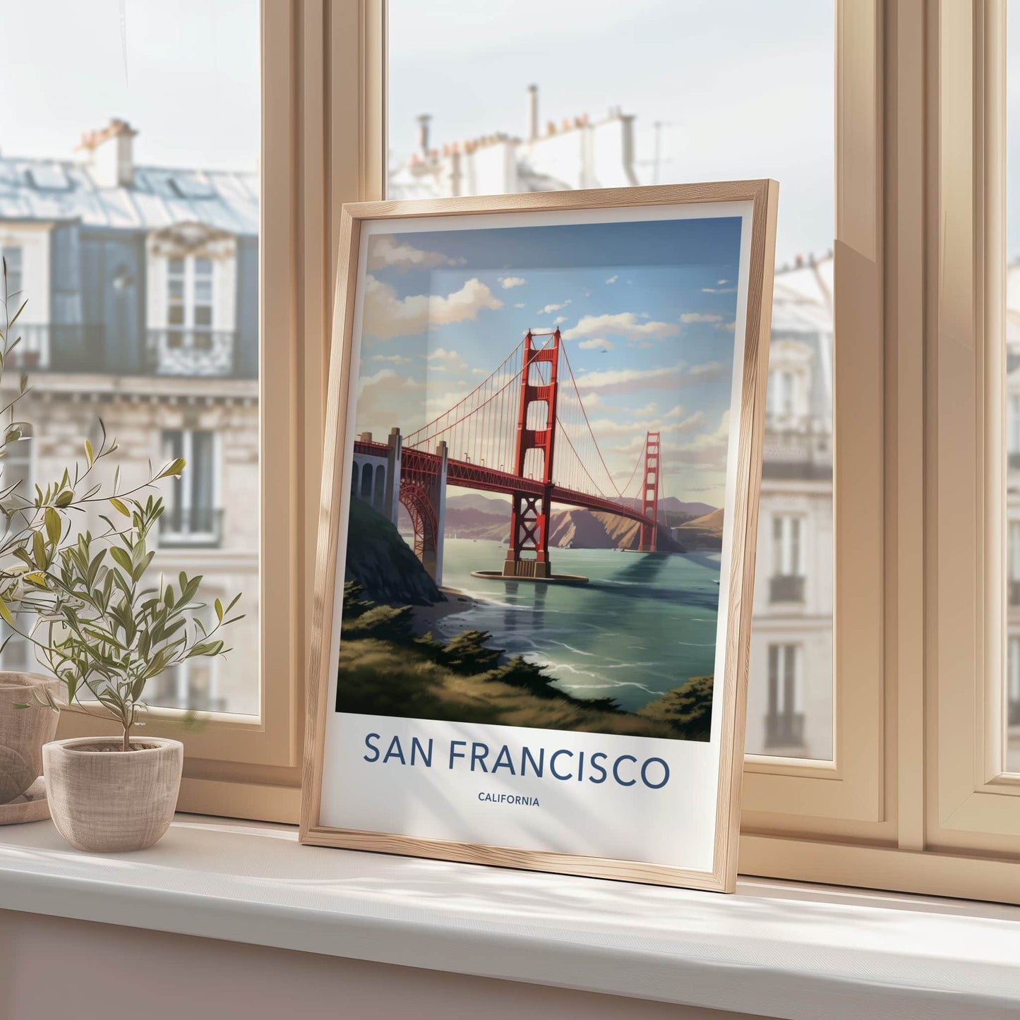 San Francisco Poster - California Travel Art - Red Bridge Bay Home Decor