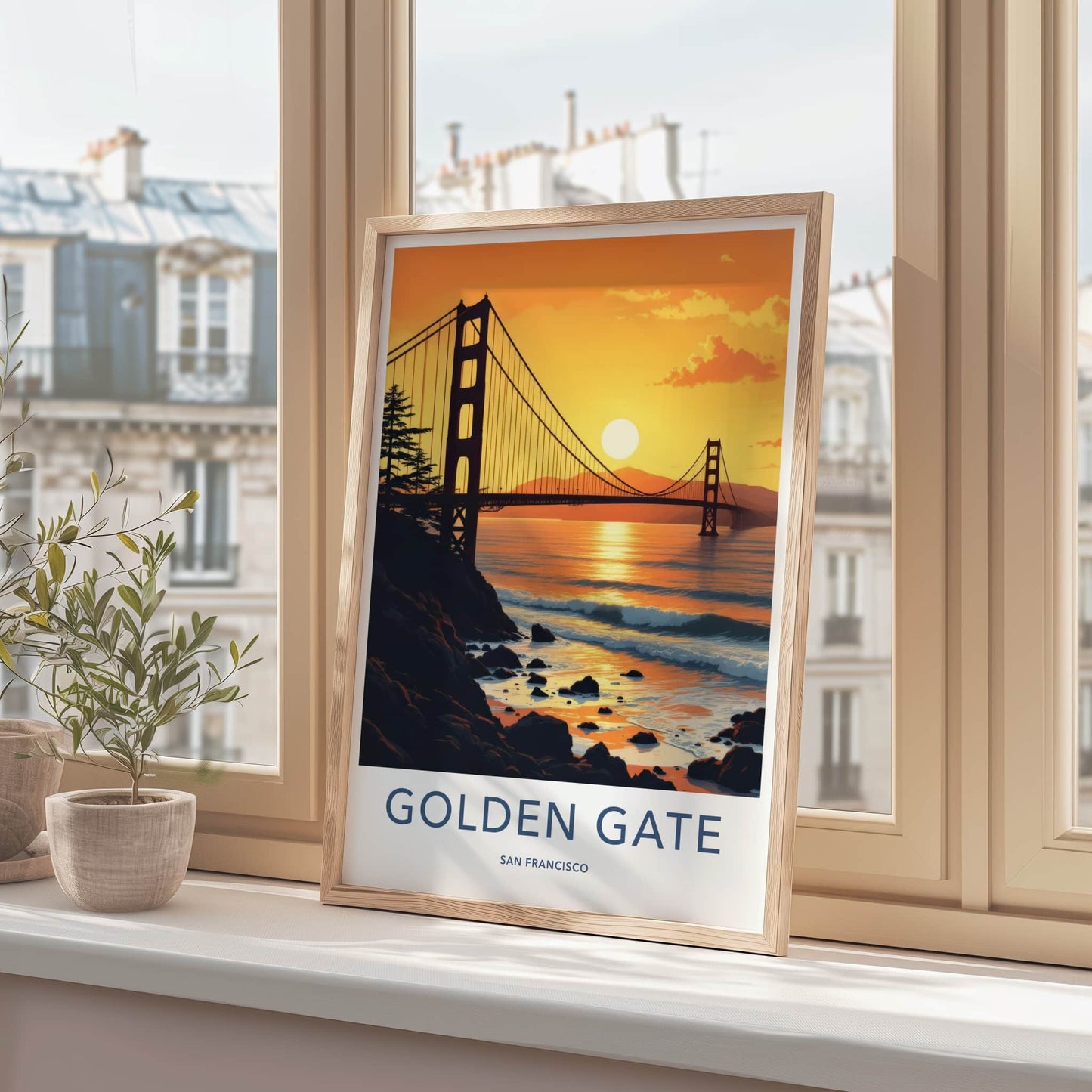San Francisco Poster - California Travel Art - Vibrant Sunset Bridge Wall Decor