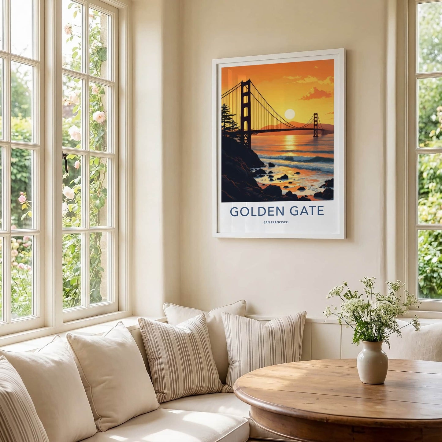 San Francisco Poster - California Travel Art - Vibrant Sunset Bridge Wall Decor
