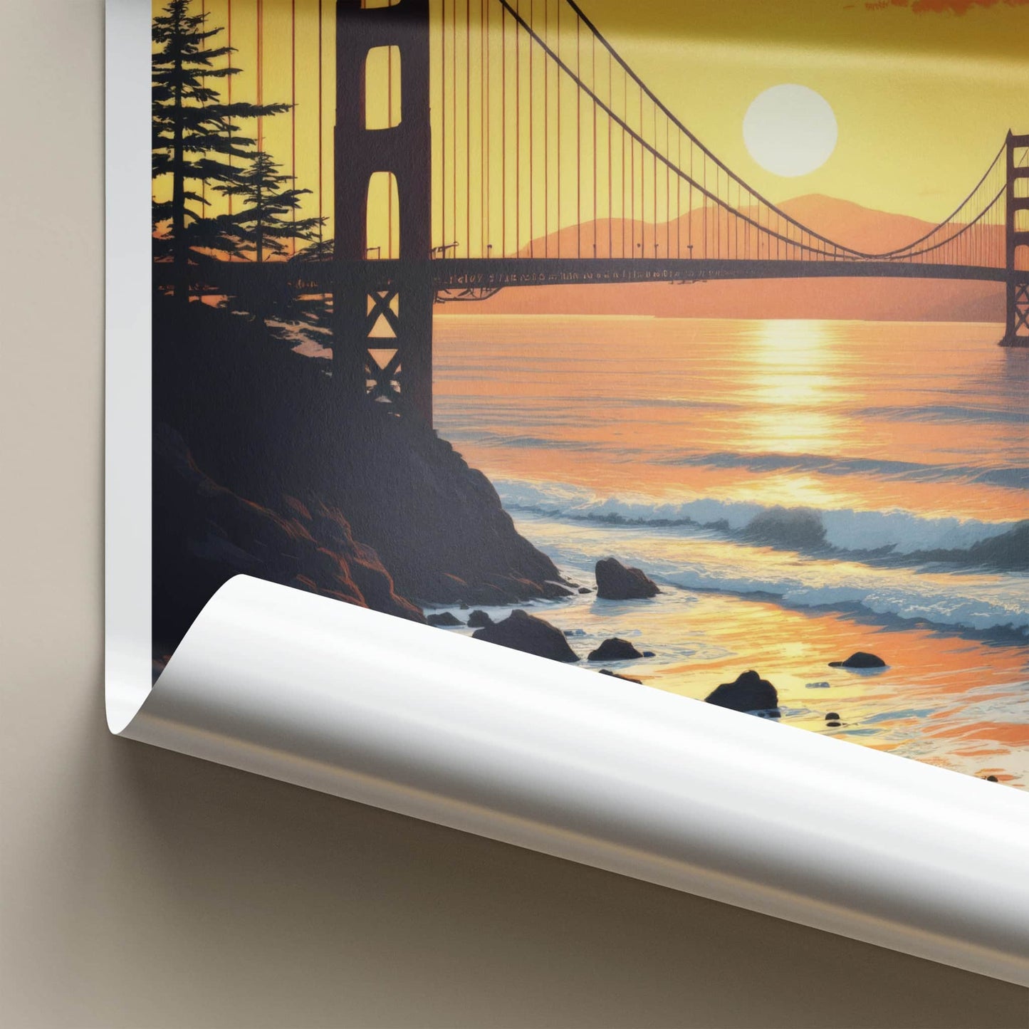 San Francisco Poster - California Travel Art - Vibrant Sunset Bridge Wall Decor