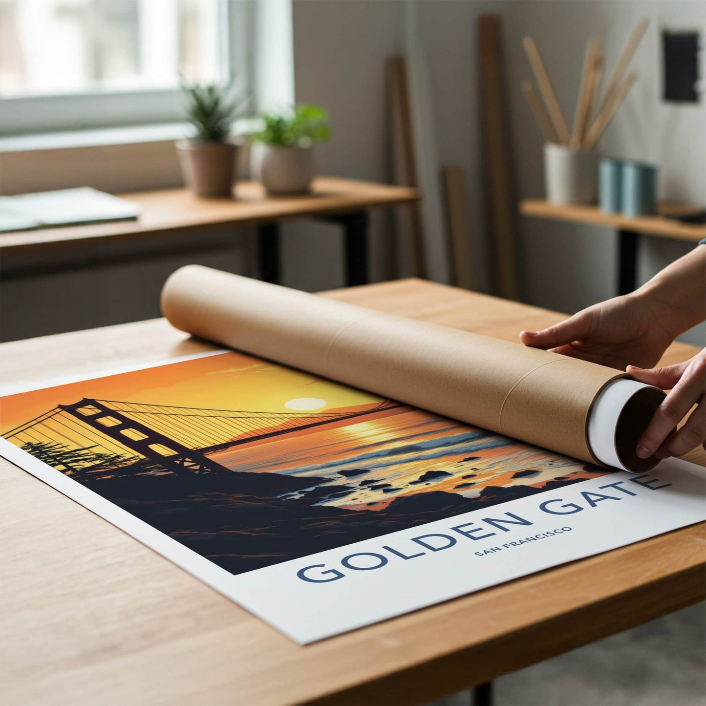 San Francisco Poster - California Travel Art - Vibrant Sunset Bridge Wall Decor