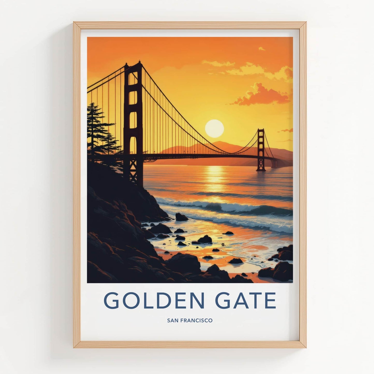 San Francisco Poster - California Travel Art - Vibrant Sunset Bridge Wall Decor