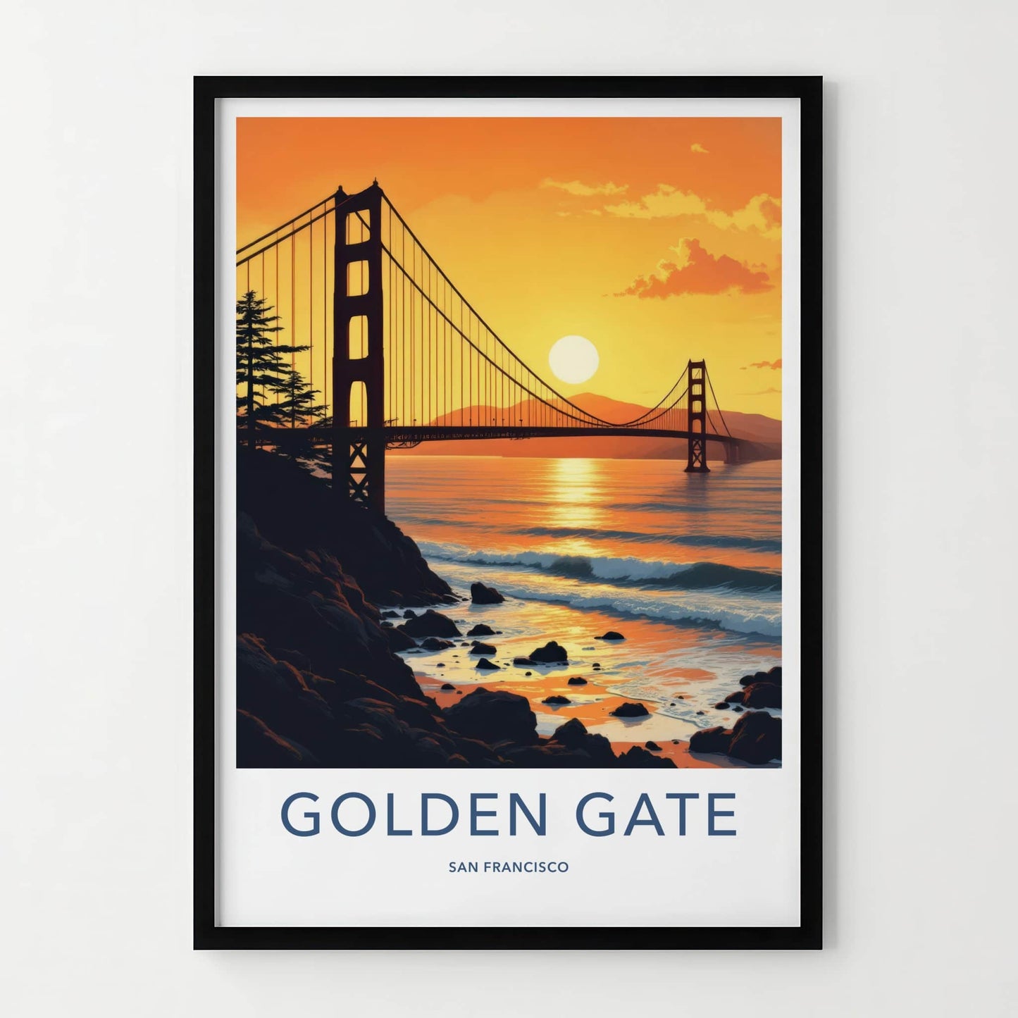 San Francisco Poster - California Travel Art - Vibrant Sunset Bridge Wall Decor