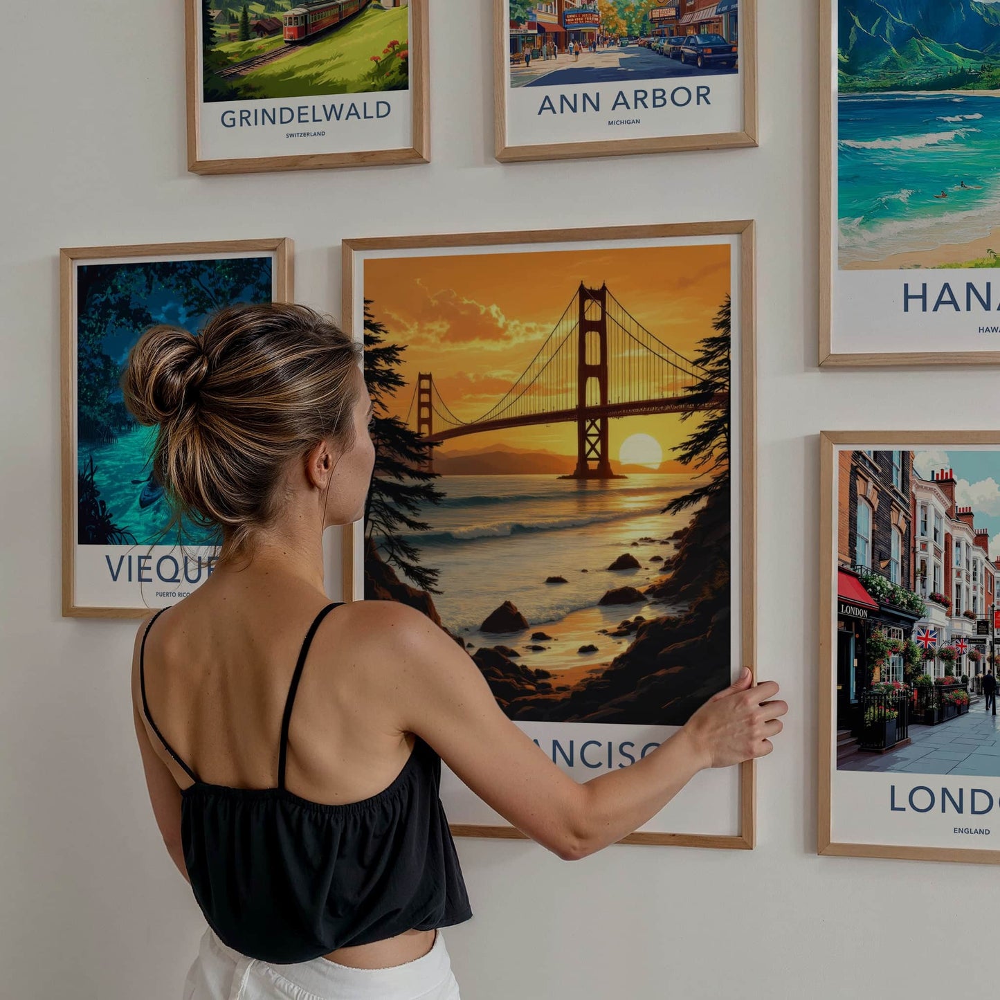 San Francisco Poster - California Travel Print - Golden Gate Sunset Home Decor