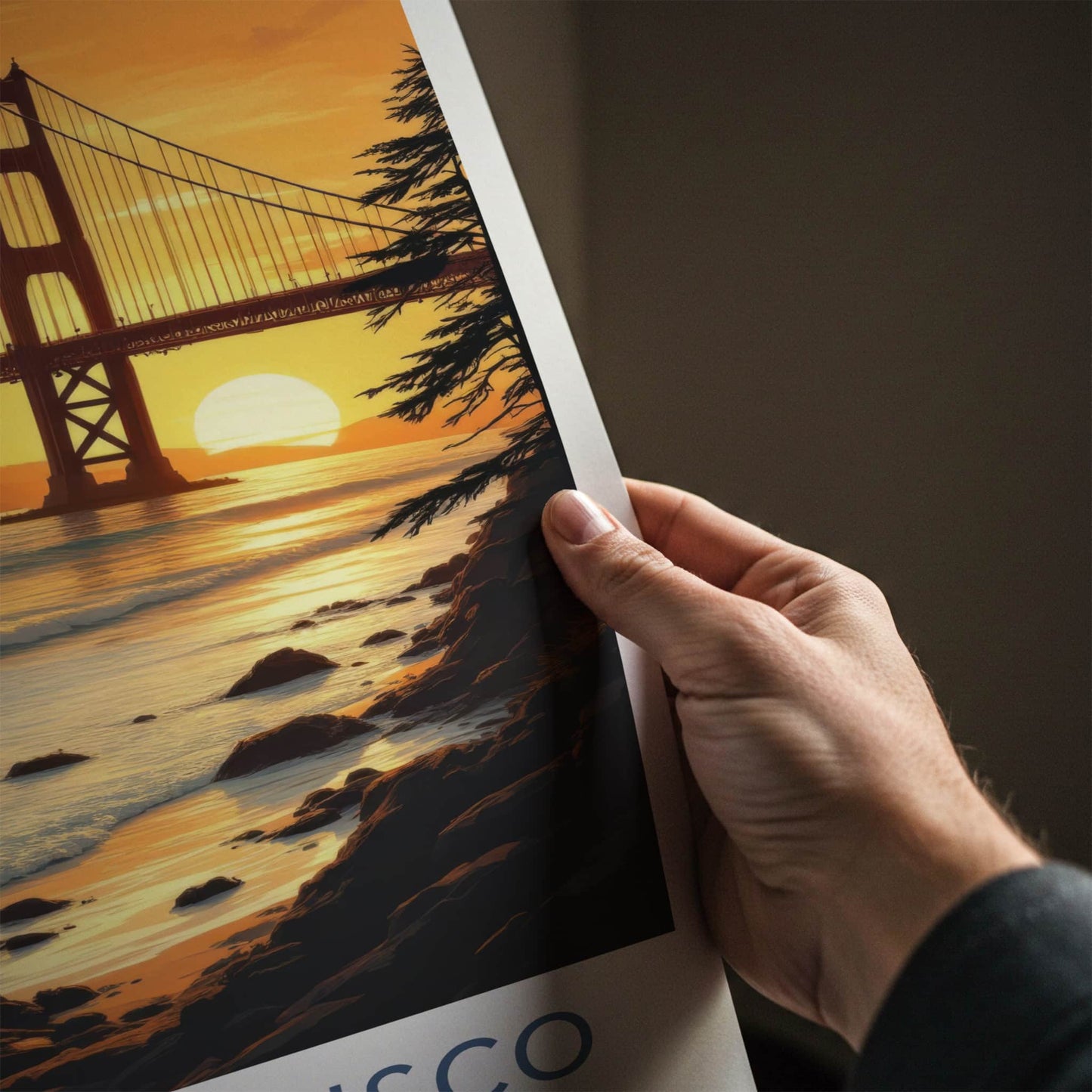 San Francisco Poster - California Travel Print - Golden Gate Sunset Home Decor