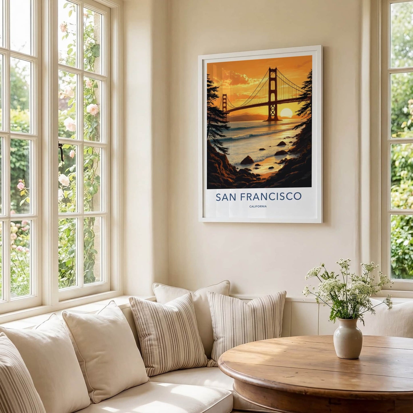 San Francisco Poster - California Travel Print - Golden Gate Sunset Home Decor