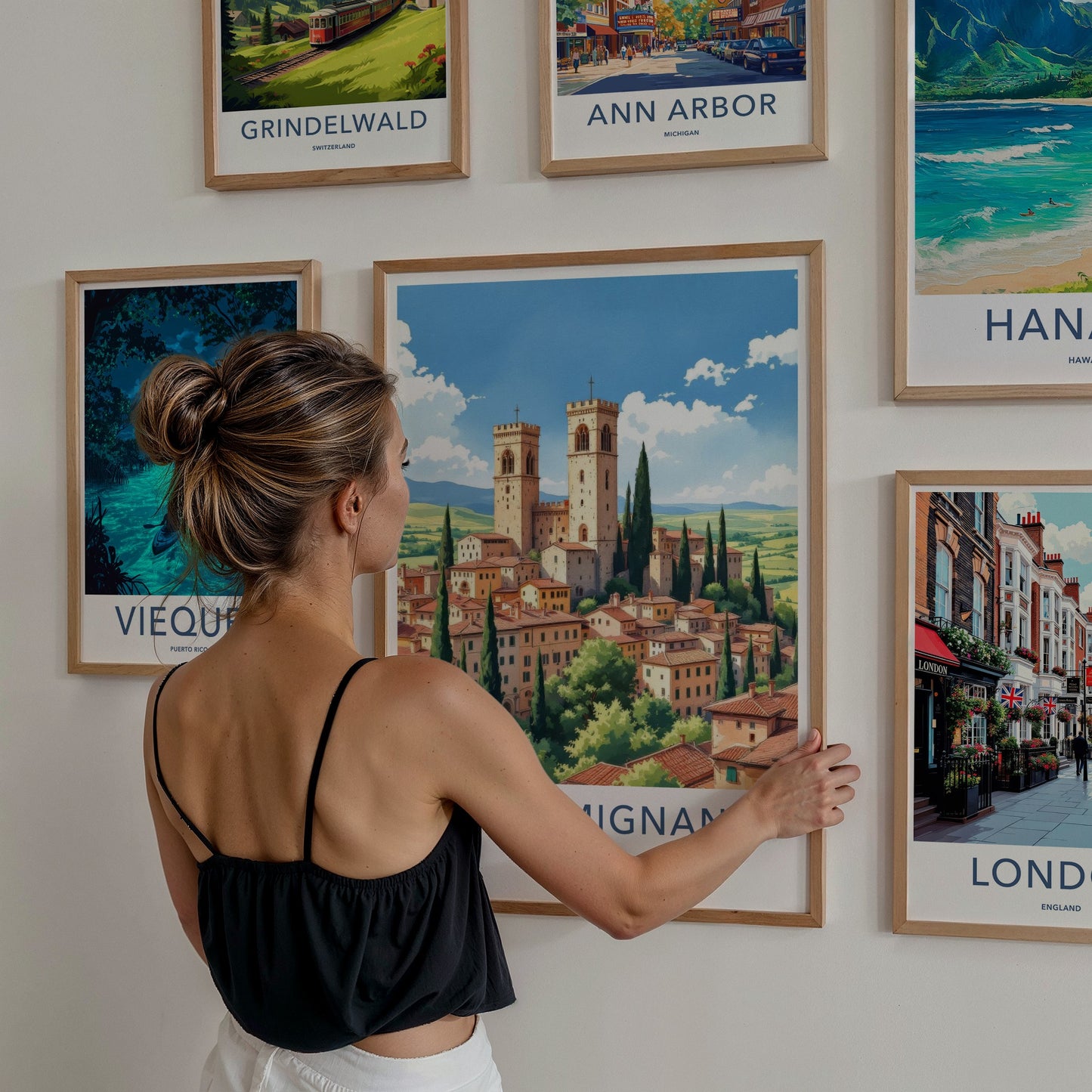 San Gimignano Poster - Italy Travel Art - Tuscan Village Towers Home Decor