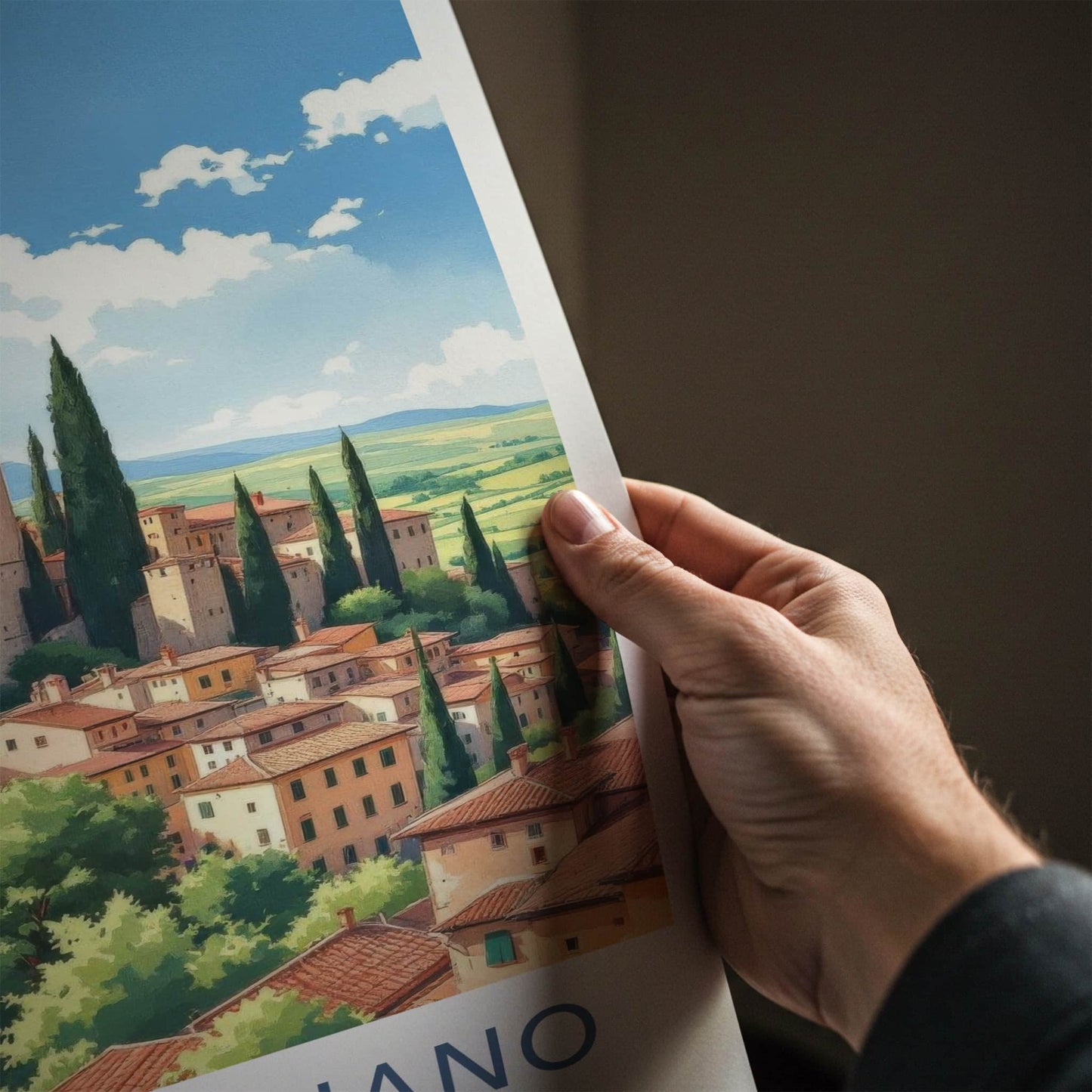 San Gimignano Poster - Italy Travel Art - Tuscan Village Towers Home Decor