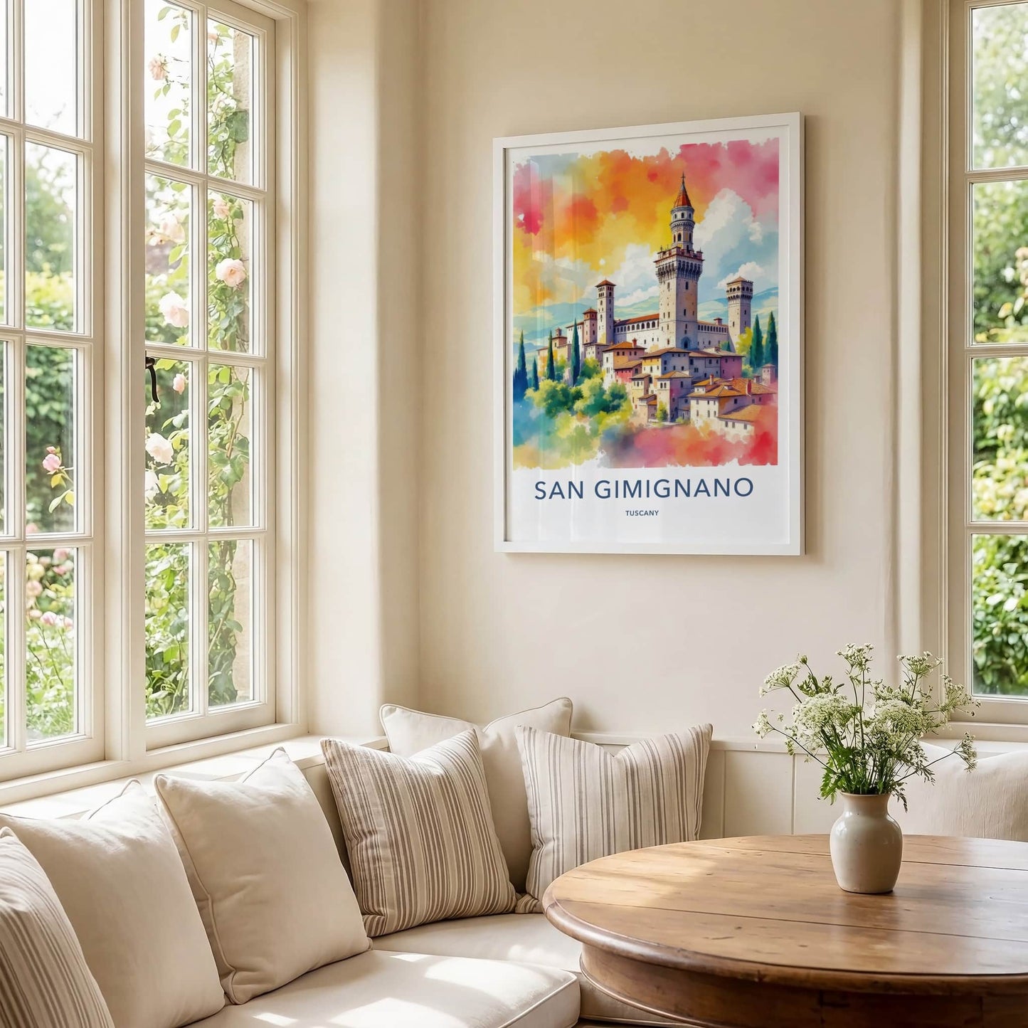San Gimignano Poster - Italy Travel Art - Vibrant Castle View Home Decor