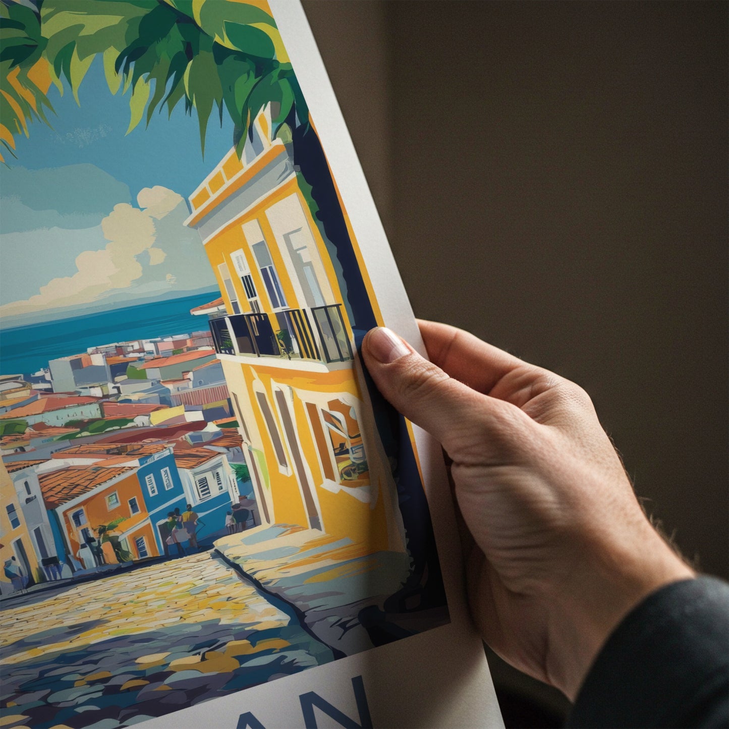 San Juan Poster - Puerto Rico Travel Art - Colorful Street Ocean Home Decor