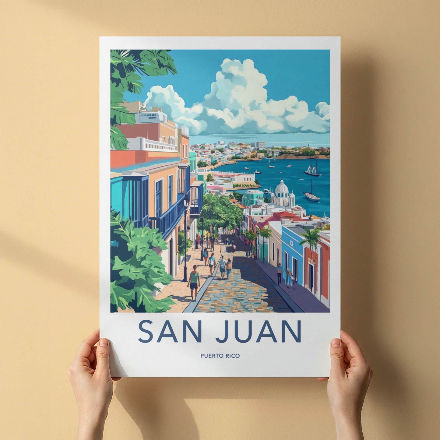 San Juan Poster - Puerto Rico Travel Art - Vibrant Street Harbor Home Decor