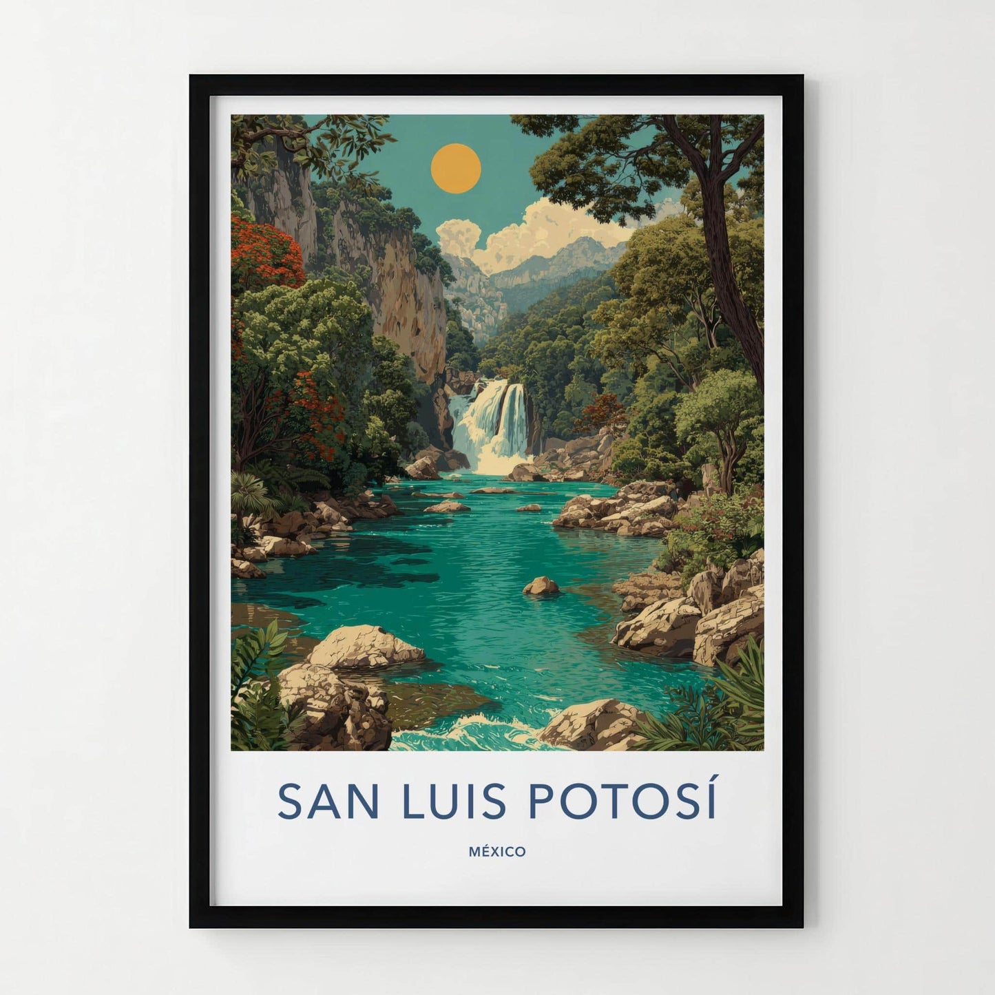 San Luis Potosi Poster - Mexico Travel Art - Lush Waterfall Oasis Home Decor